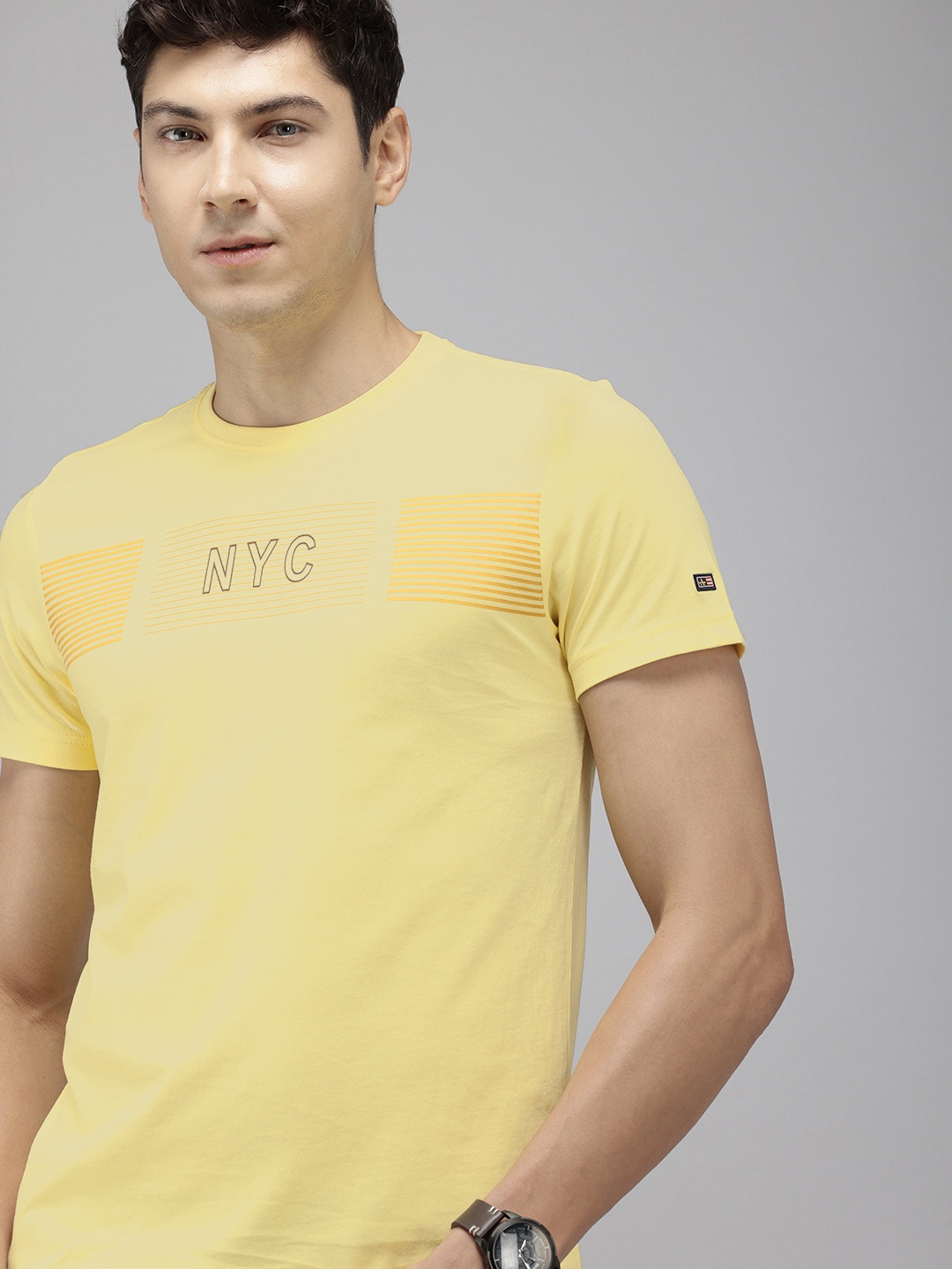 

Arrow Pure Cotton Striped T-shirt, Yellow