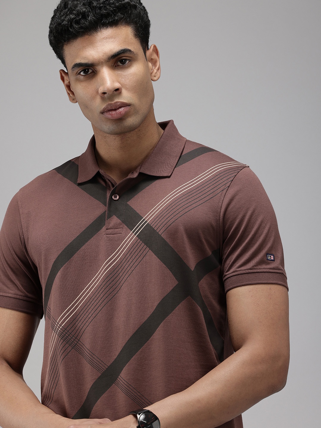 

Arrow Men Printed Polo Collar T-shirt, Brown