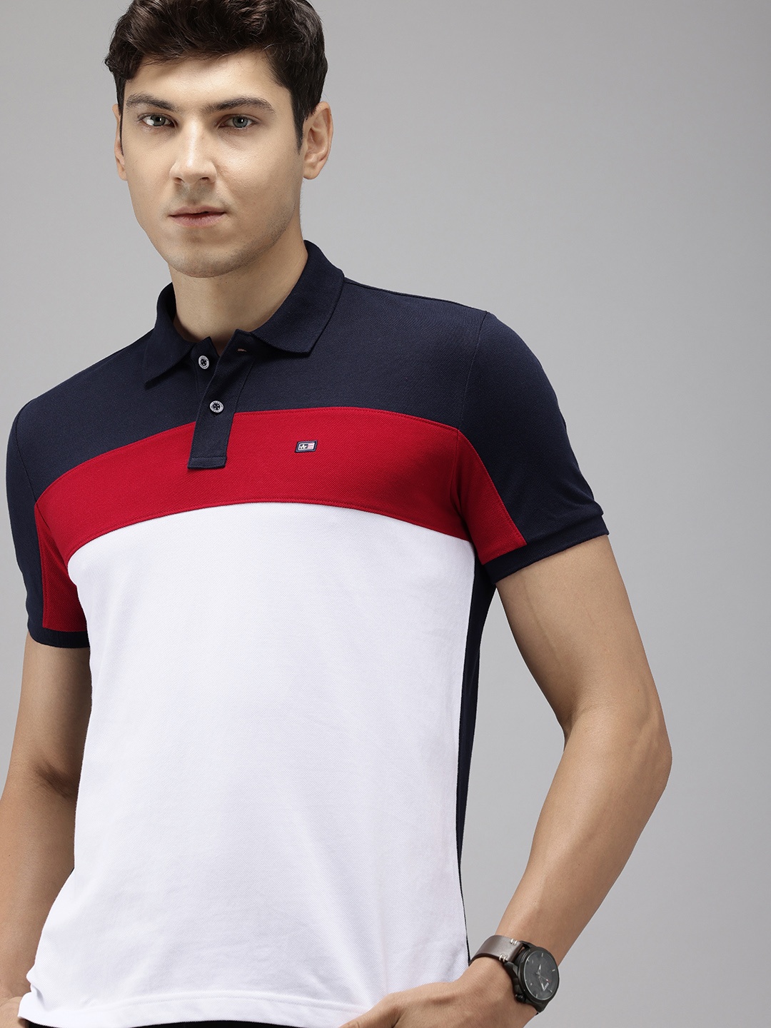 

Arrow Men Colourblocked Polo Collar Pure Cotton T-shirt, White