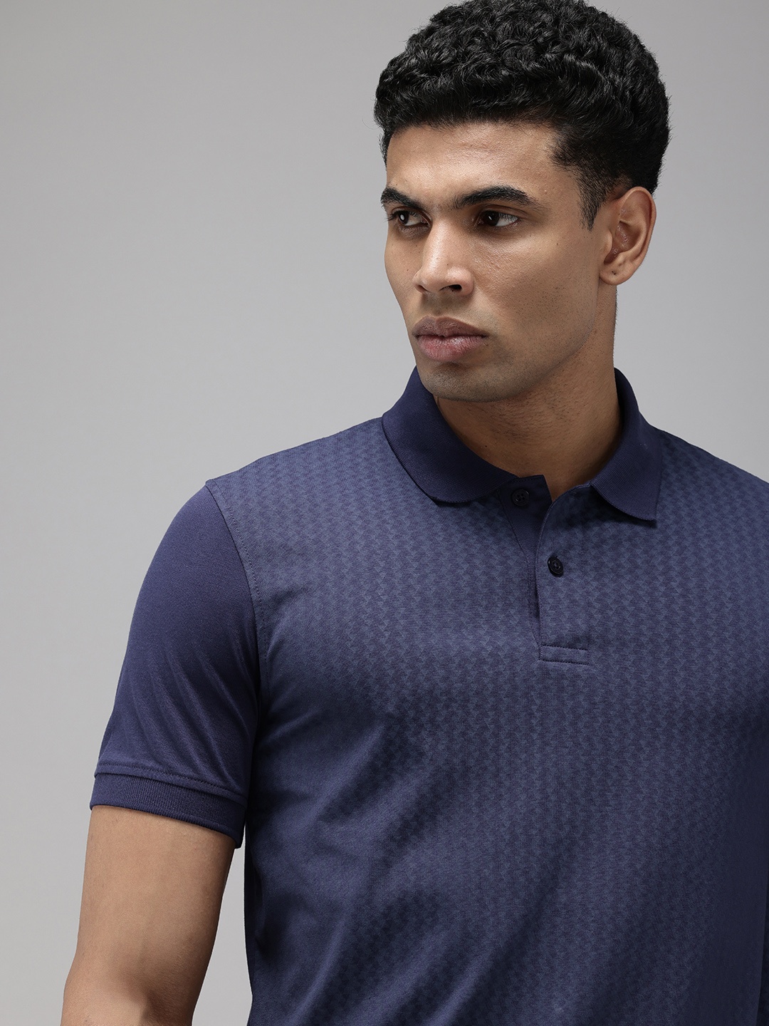 

Arrow Printed Polo Collar T-shirt, Navy blue