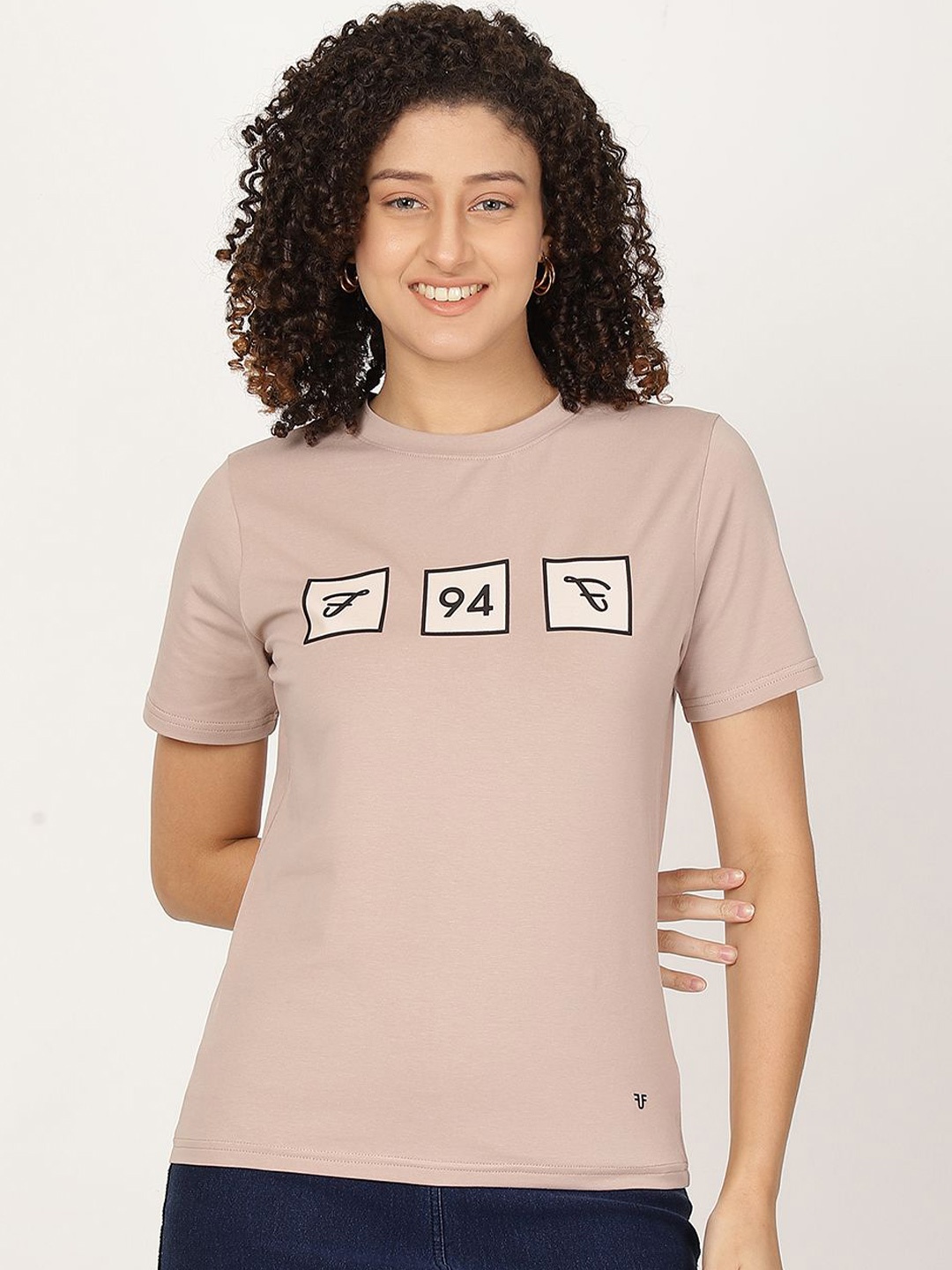 FUTURO Typography Printed Cotton T-shirt, Lavender