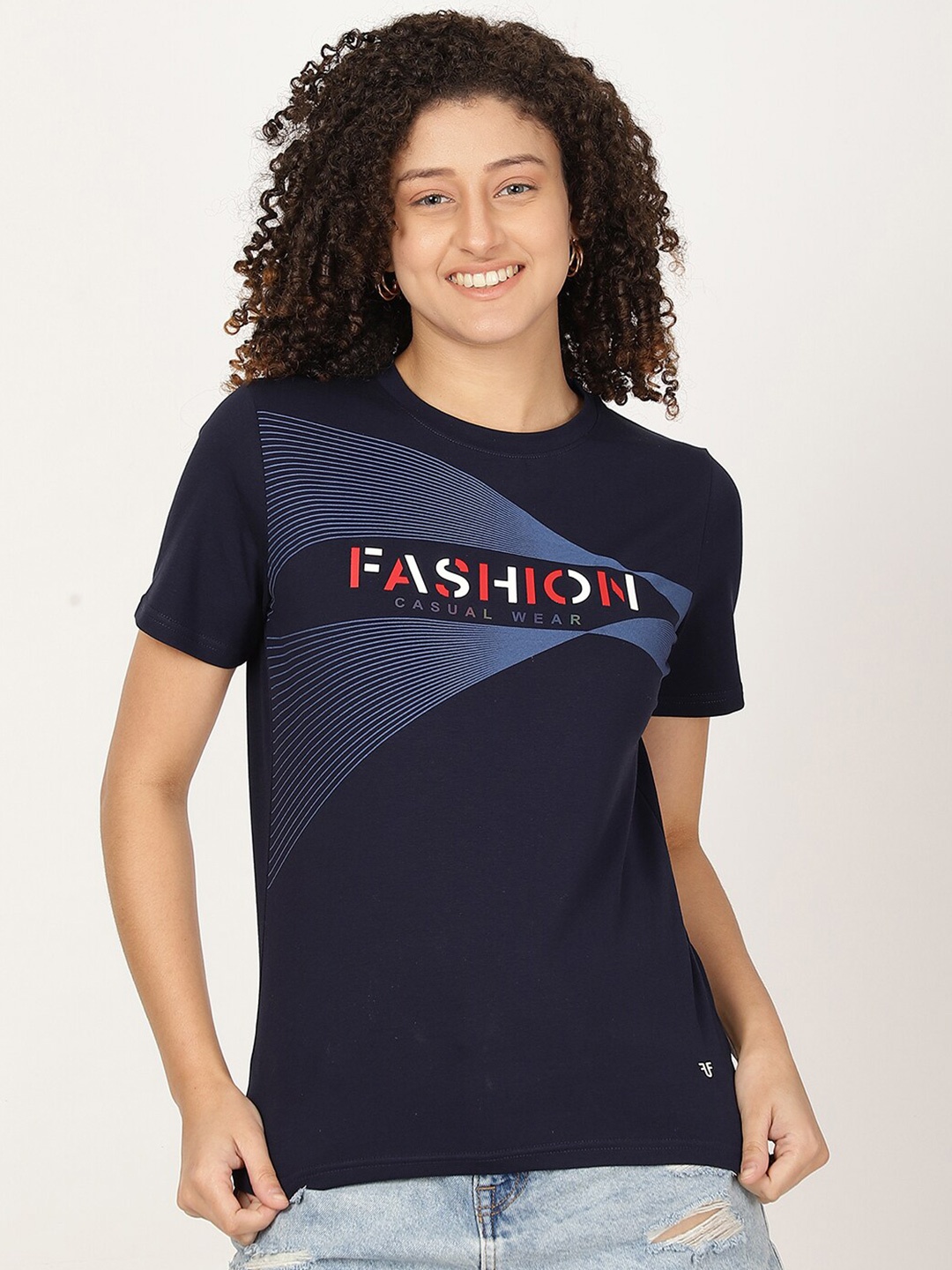 

FUTURO Typography Printed T-shirt, Navy blue