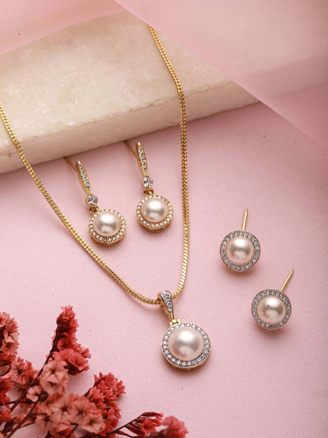 

Jazz and Sizzle Gold-Plated AD-Studded & Beaded Jewellery Set