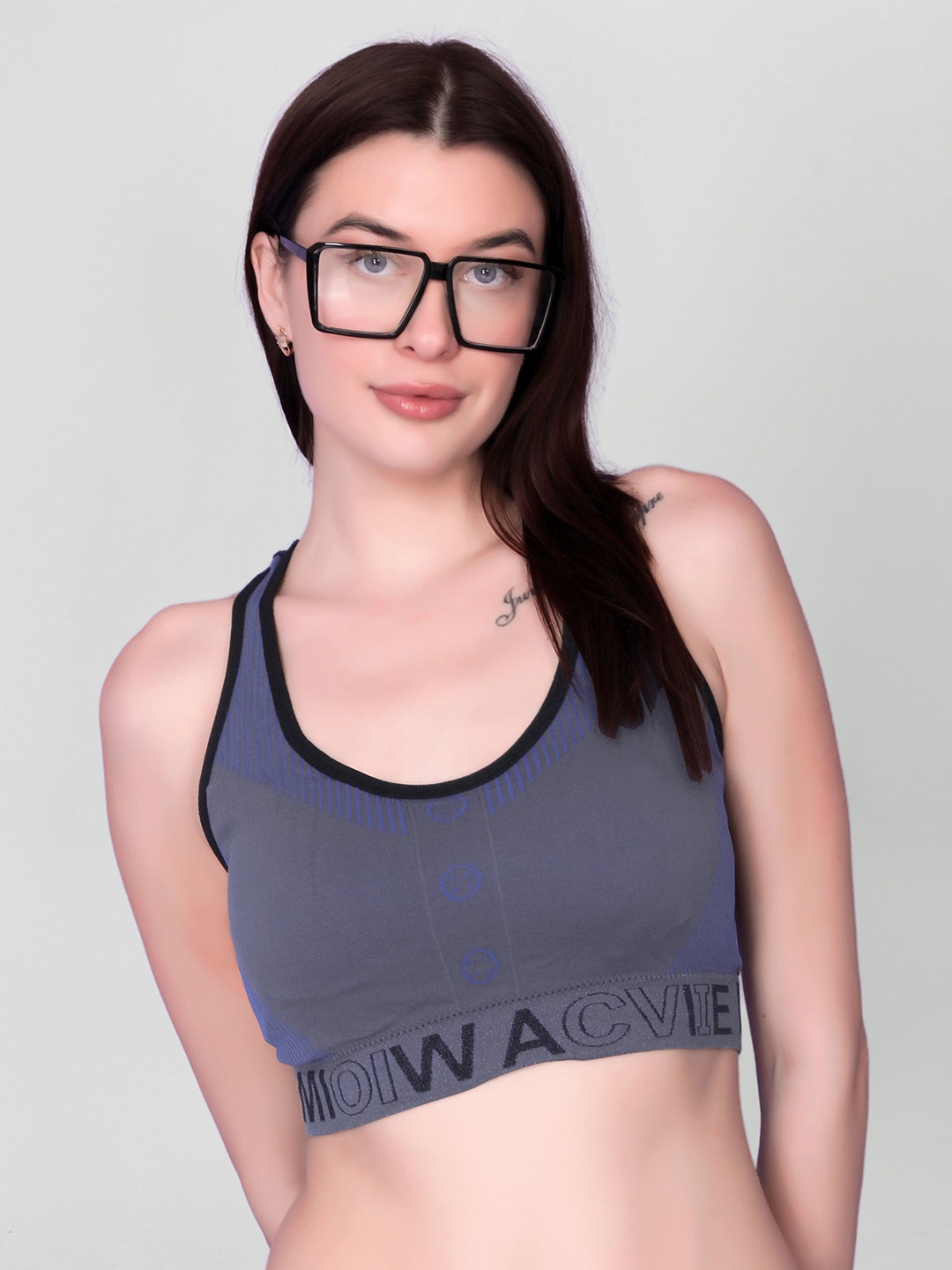 

DEALSEVEN FASHION Women Full Coverage Lightly Padded Workout Bra, Blue