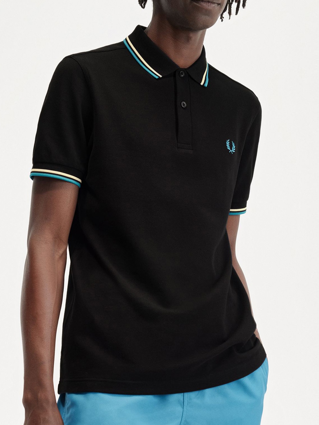 

Fred Perry Men Polo Collar Applique T-shirt, Black