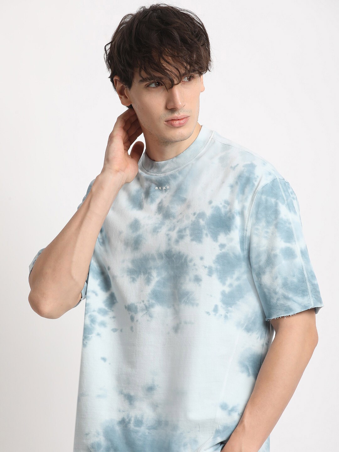 

THE BEAR HOUSE Abstract Dyed Round Neck Oversized T-shirt, Blue