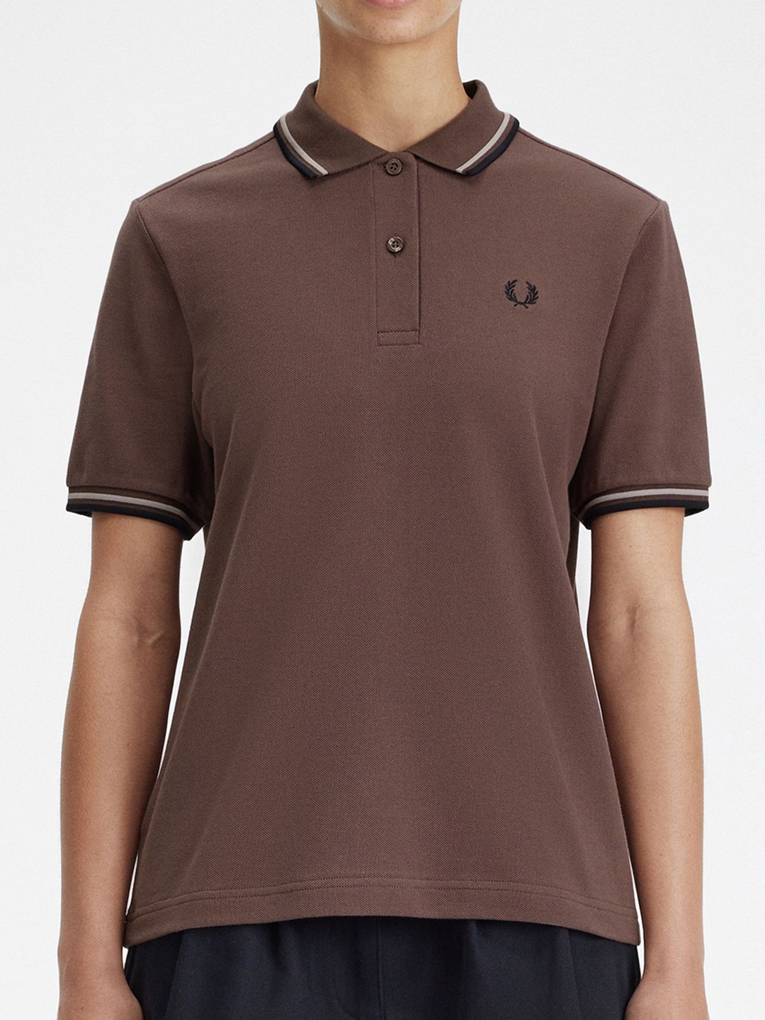 

Fred Perry Women Polo Collar Pockets T-shirt, Orange