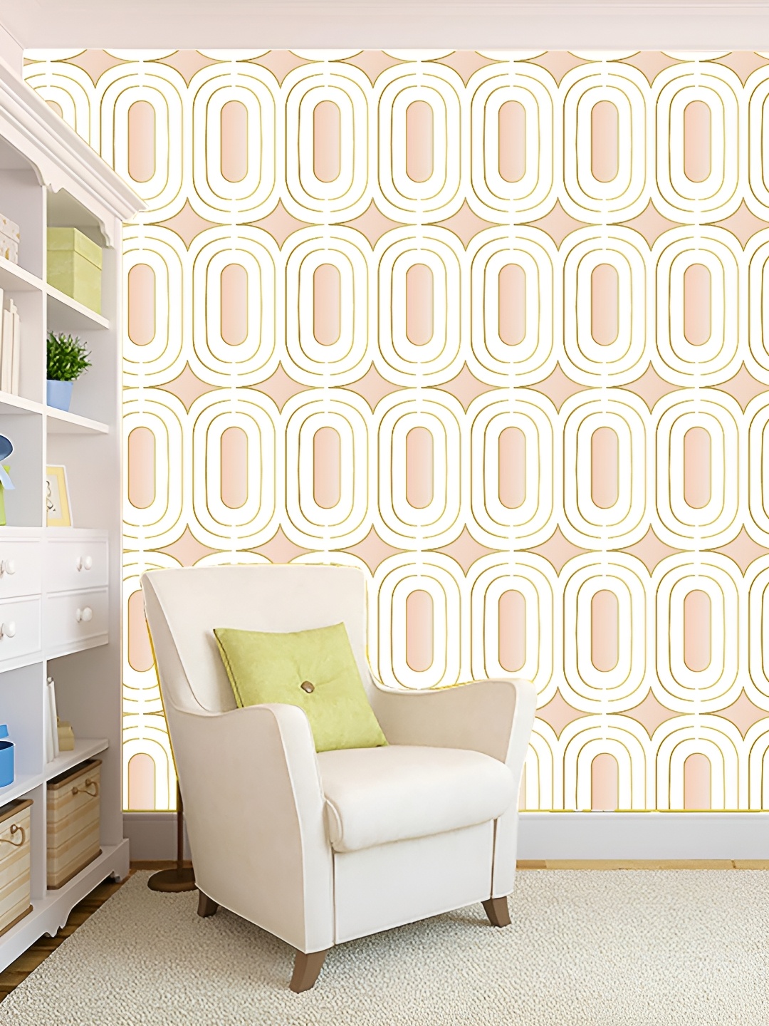 

KSHIRSA White & Pink Printed Self-Adhesive 3D Wallpaper