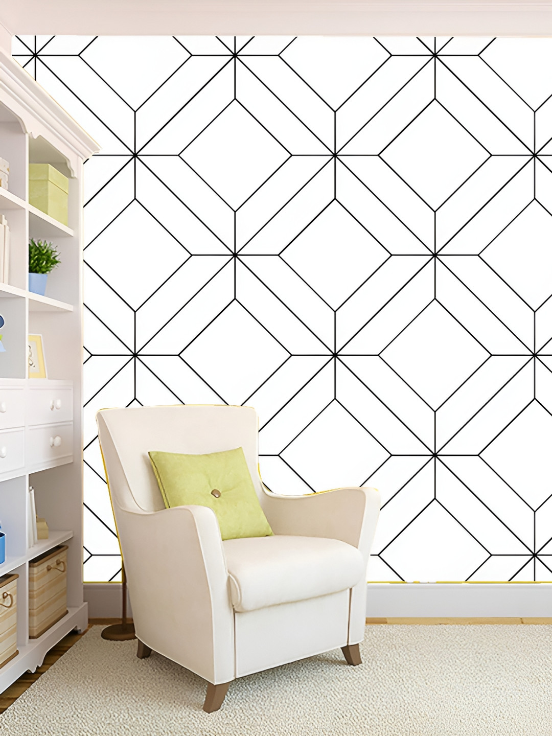 

KSHIRSA White & Black Printed Self-Adhesive 3D Wallpaper