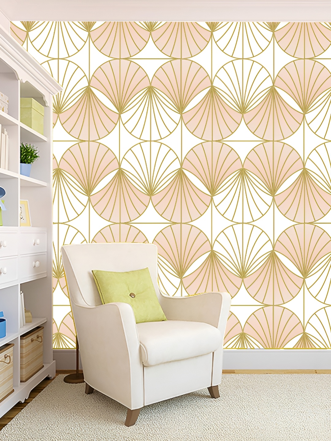 

KSHIRSA White & Pink Printed Self-Adhesive 3D Wallpaper