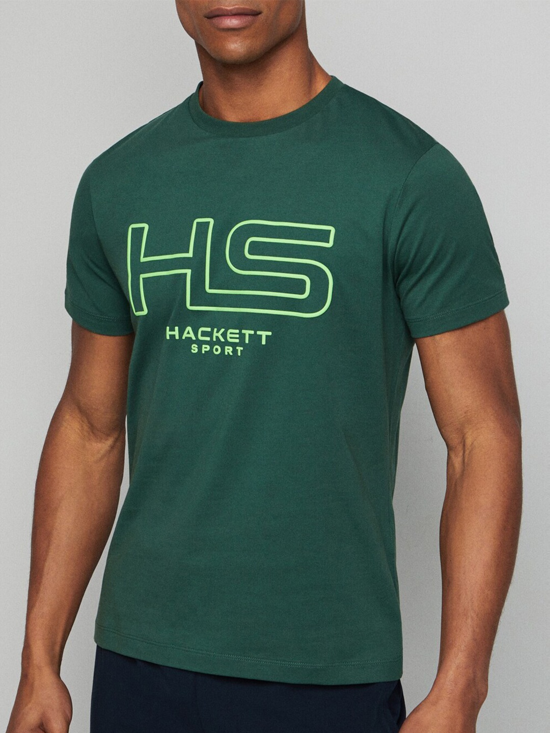 

HACKETT LONDON Typography Printed Round Neck Cotton Classic Fit T-shirt, Green