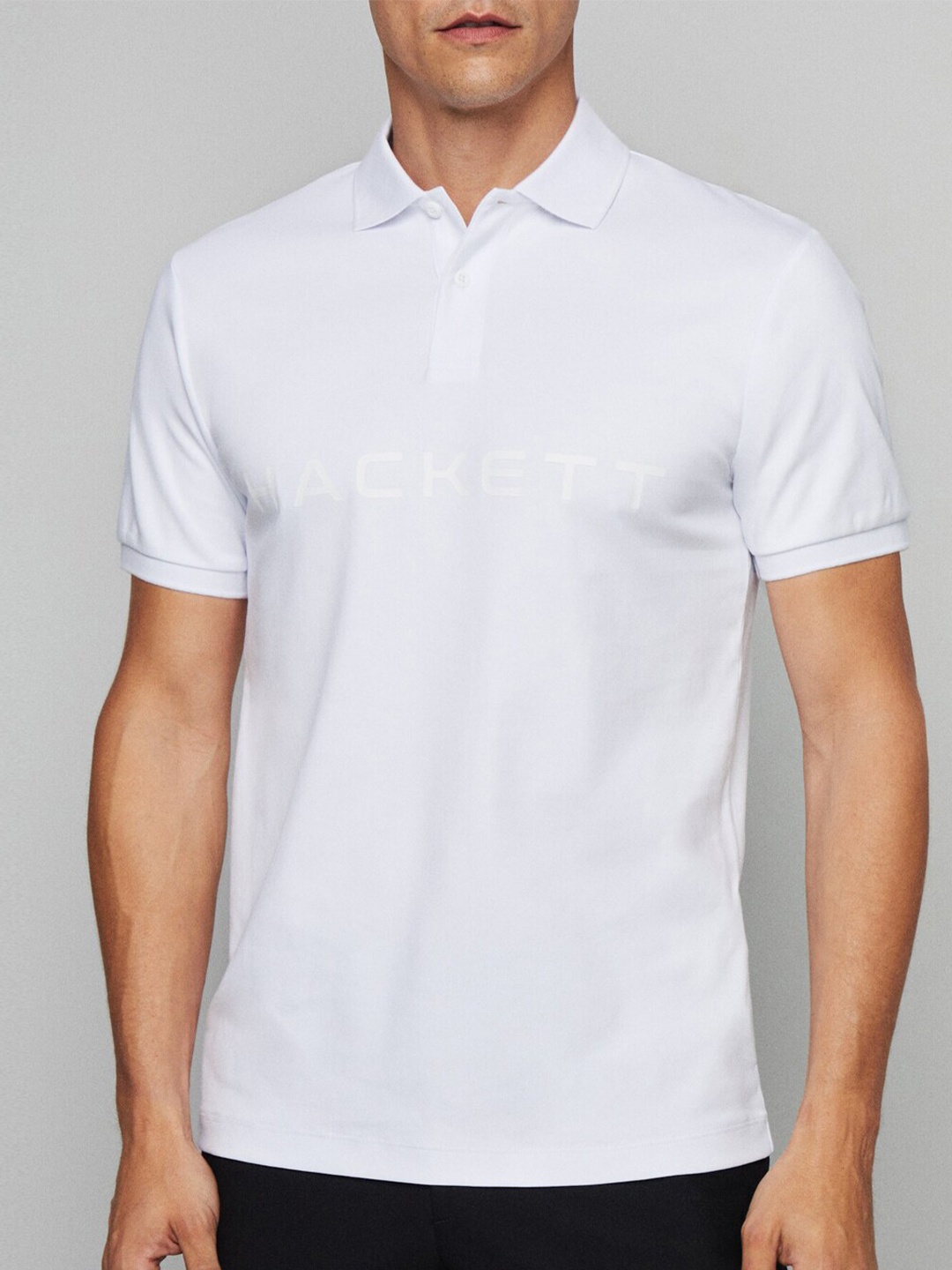 

HACKETT LONDON Polo Collar Short Sleeves Cotton T-shirt, White