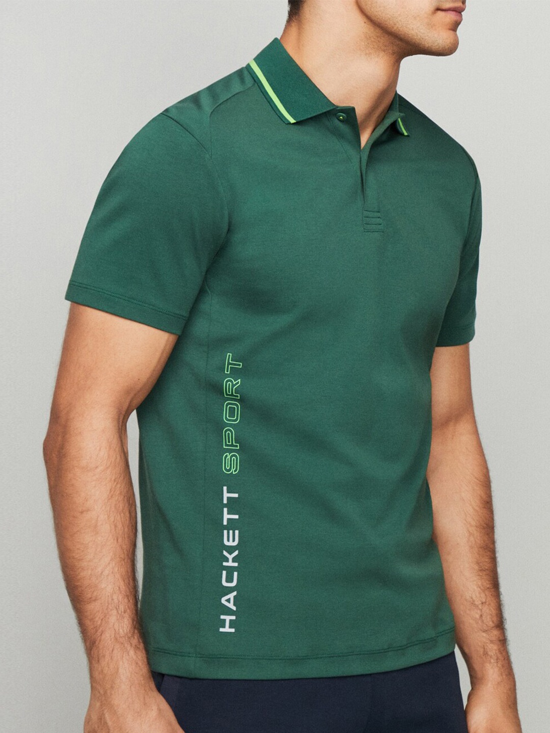 

HACKETT LONDON Men Polo Collar Slim-Fit T-shirt, Green