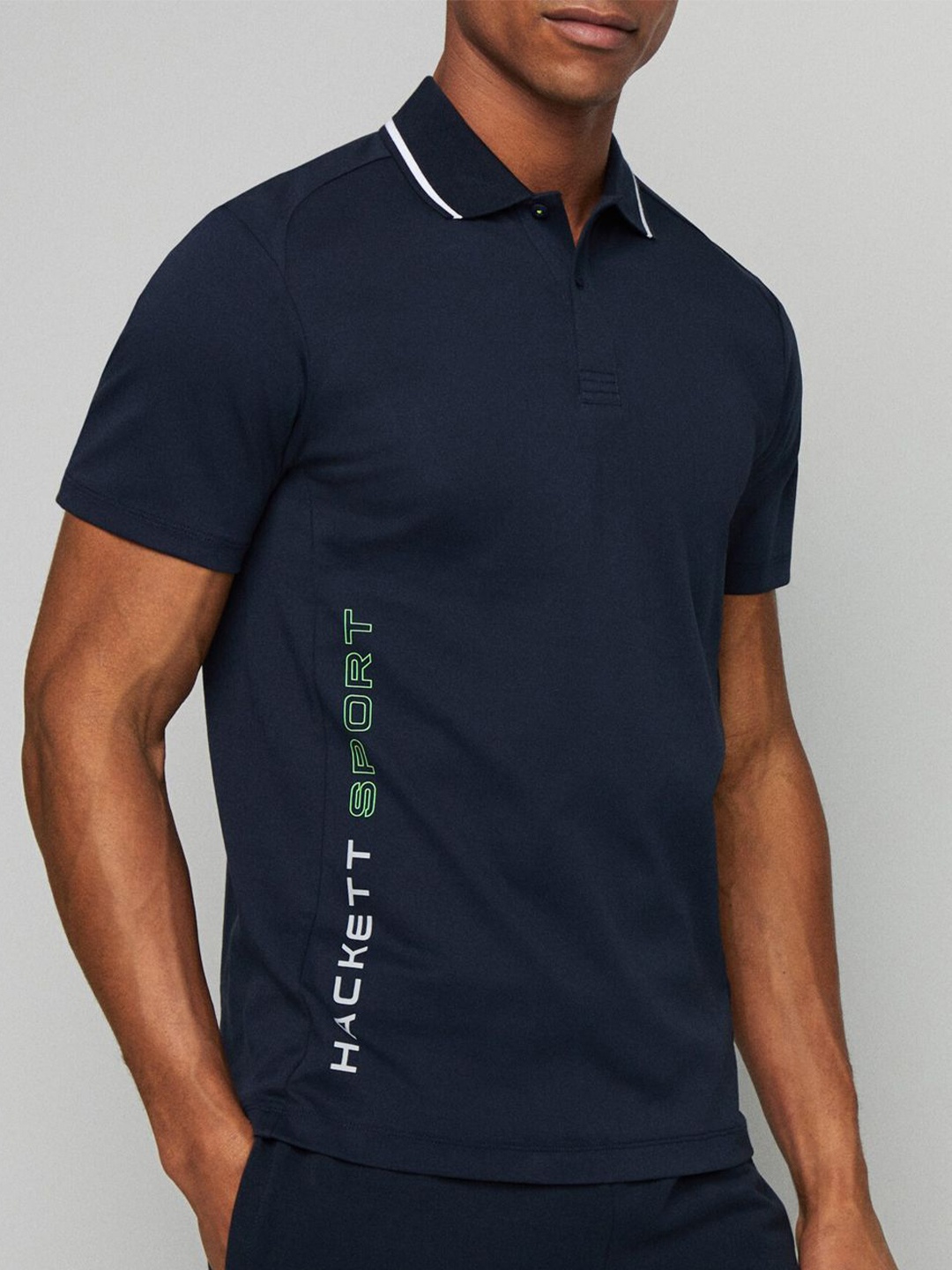 

HACKETT LONDON Men Polo Collar Slim-Fit T-shirt, Navy blue