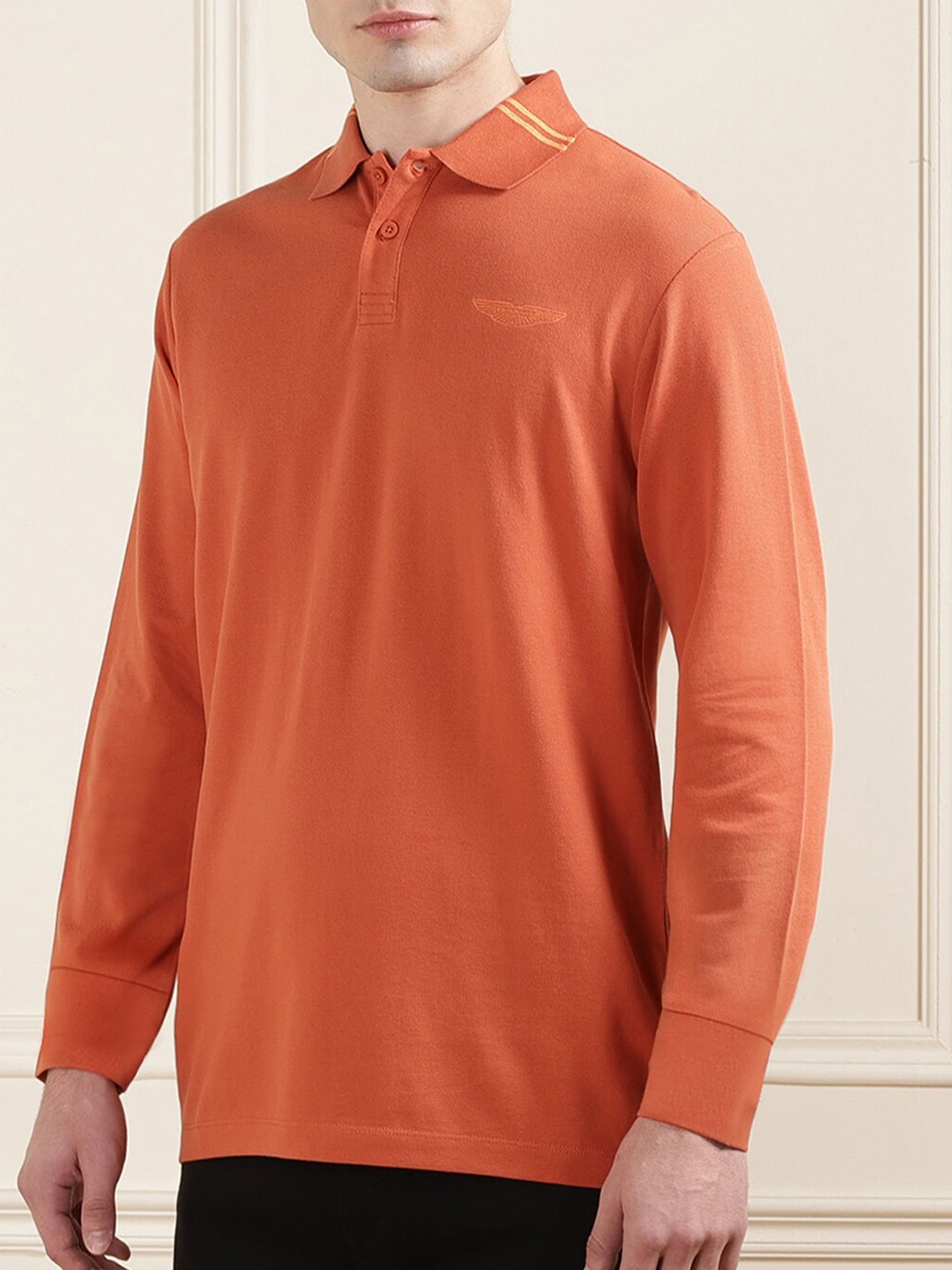 

HACKETT LONDON Men Polo Collar Cotton T-shirt, Orange