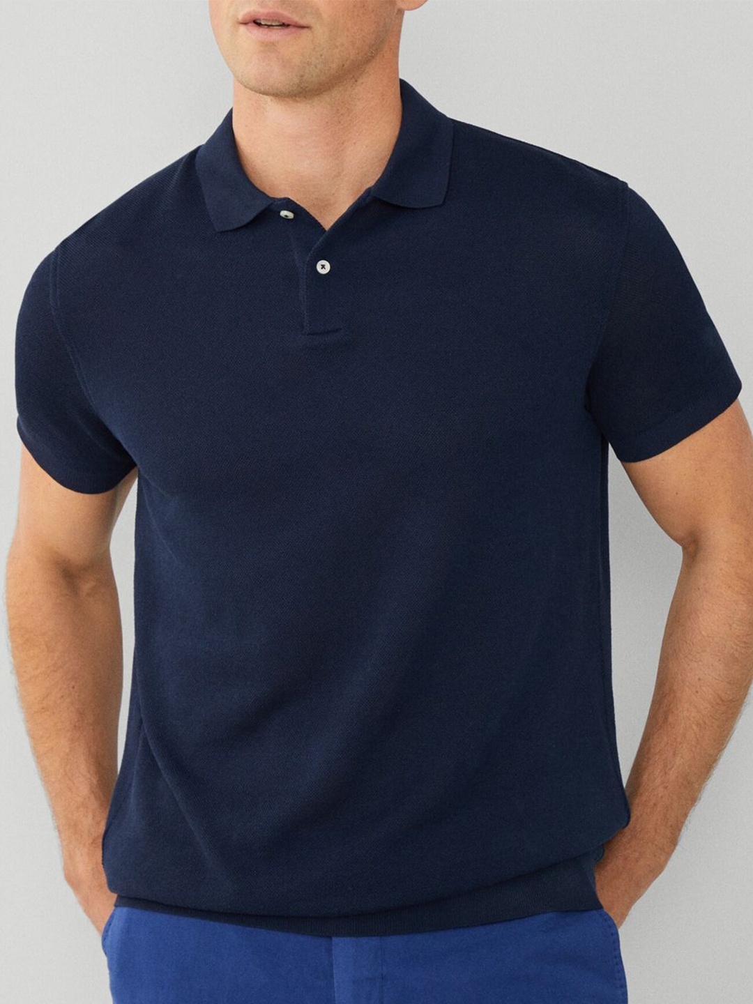 

HACKETT LONDON Polo Collar Cotton Classic Fit T-shirt, Navy blue