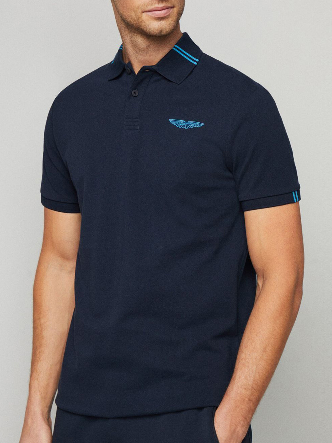 

HACKETT LONDON Polo Collar Cotton T-shirt, Navy blue
