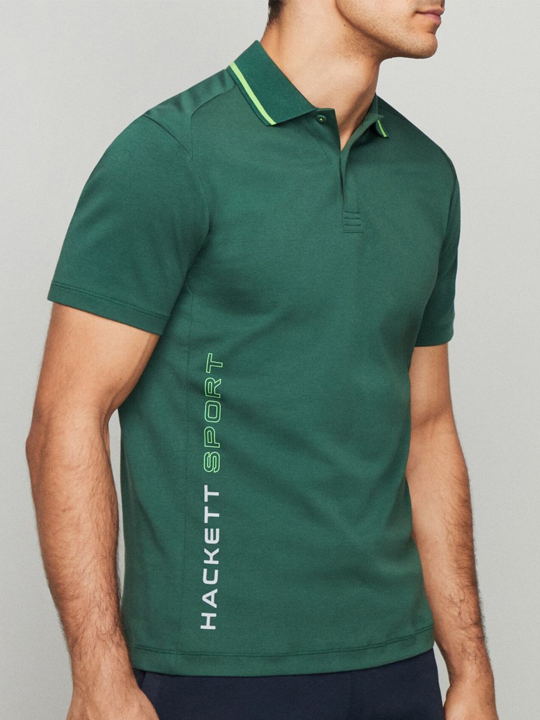 

HACKETT LONDON Polo Collar Cotton Sport Slim Fit T-shirt, Green