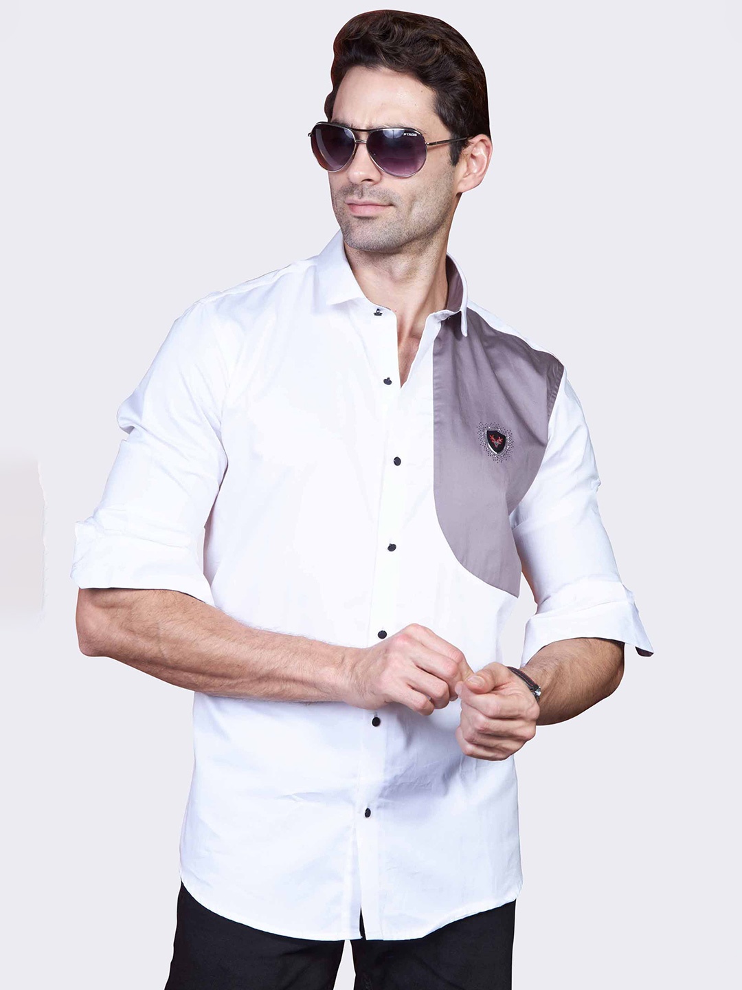 

ALMATY Comfort Slim Fit Spread Collar Cotton Casual Shirt, Cream