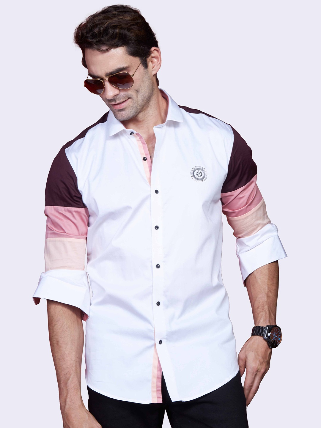 

ALMATY Comfort Slim Fit Spread Collar Cotton Casual Shirt, White