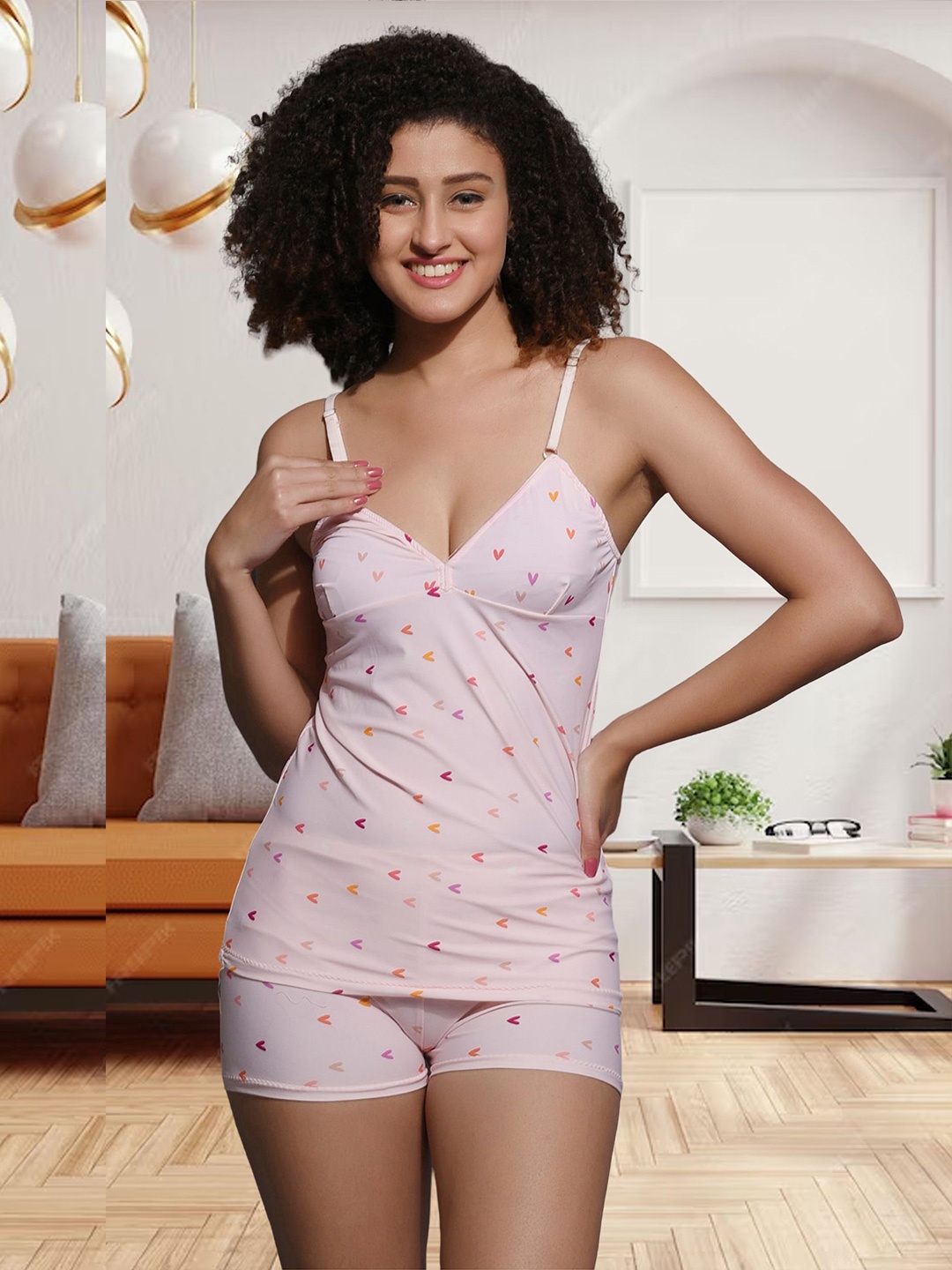 

Fihana Printed Baby Doll, Pink