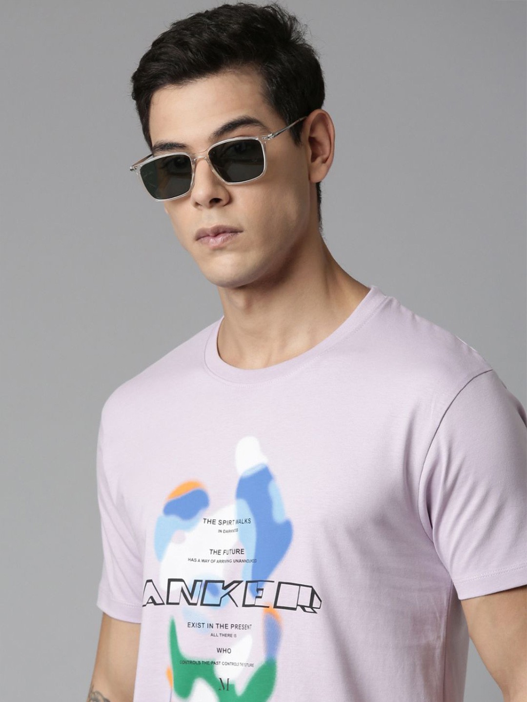

MAXZONE Graphic Printed Cotton T-shirt, Purple