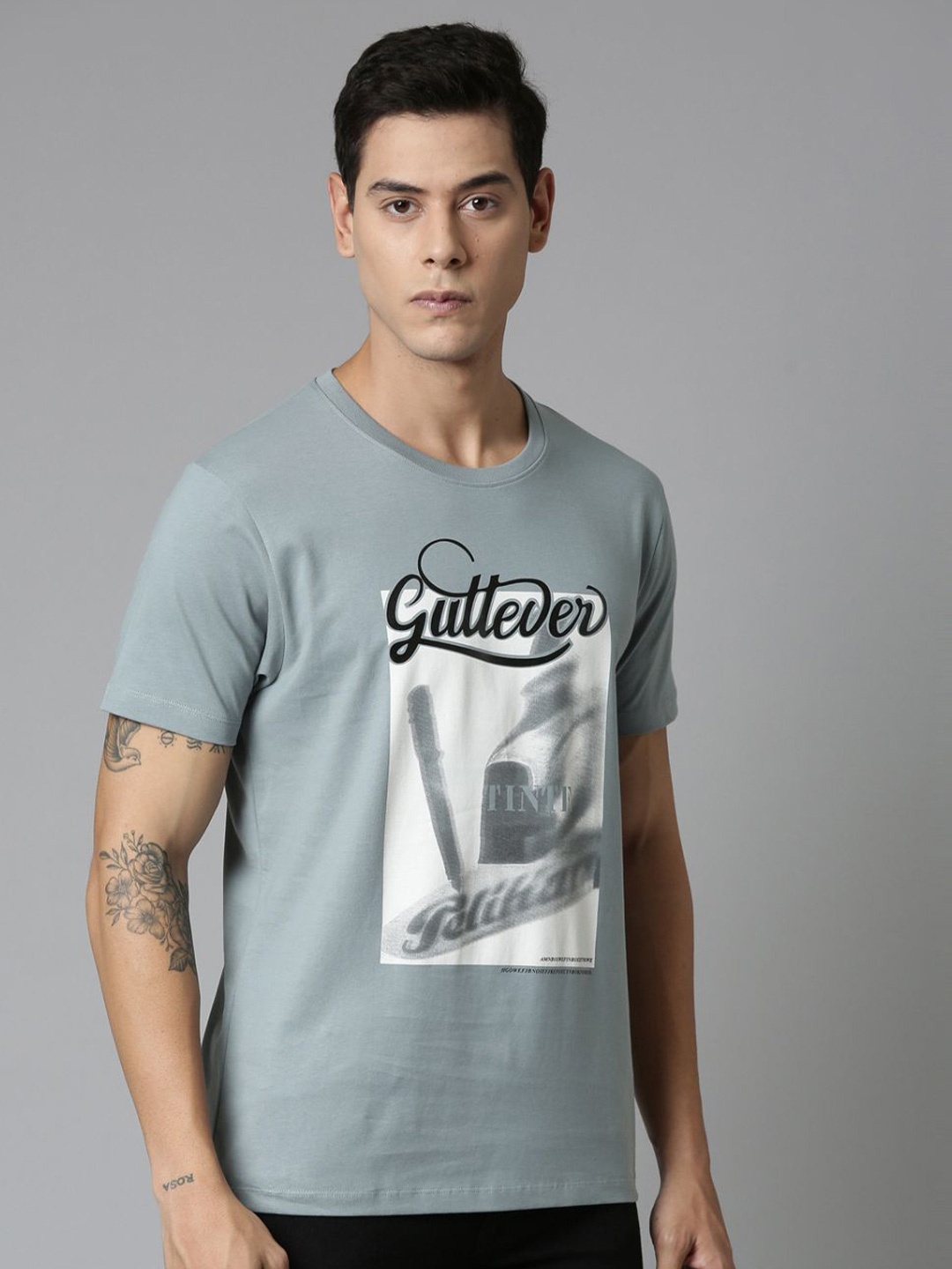 

MAXZONE Graphic Printed Cotton T-shirt, Blue