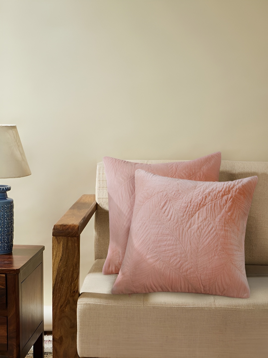 

House of Pataudi Pink 2 Pieces Embroidered Cushion Covers
