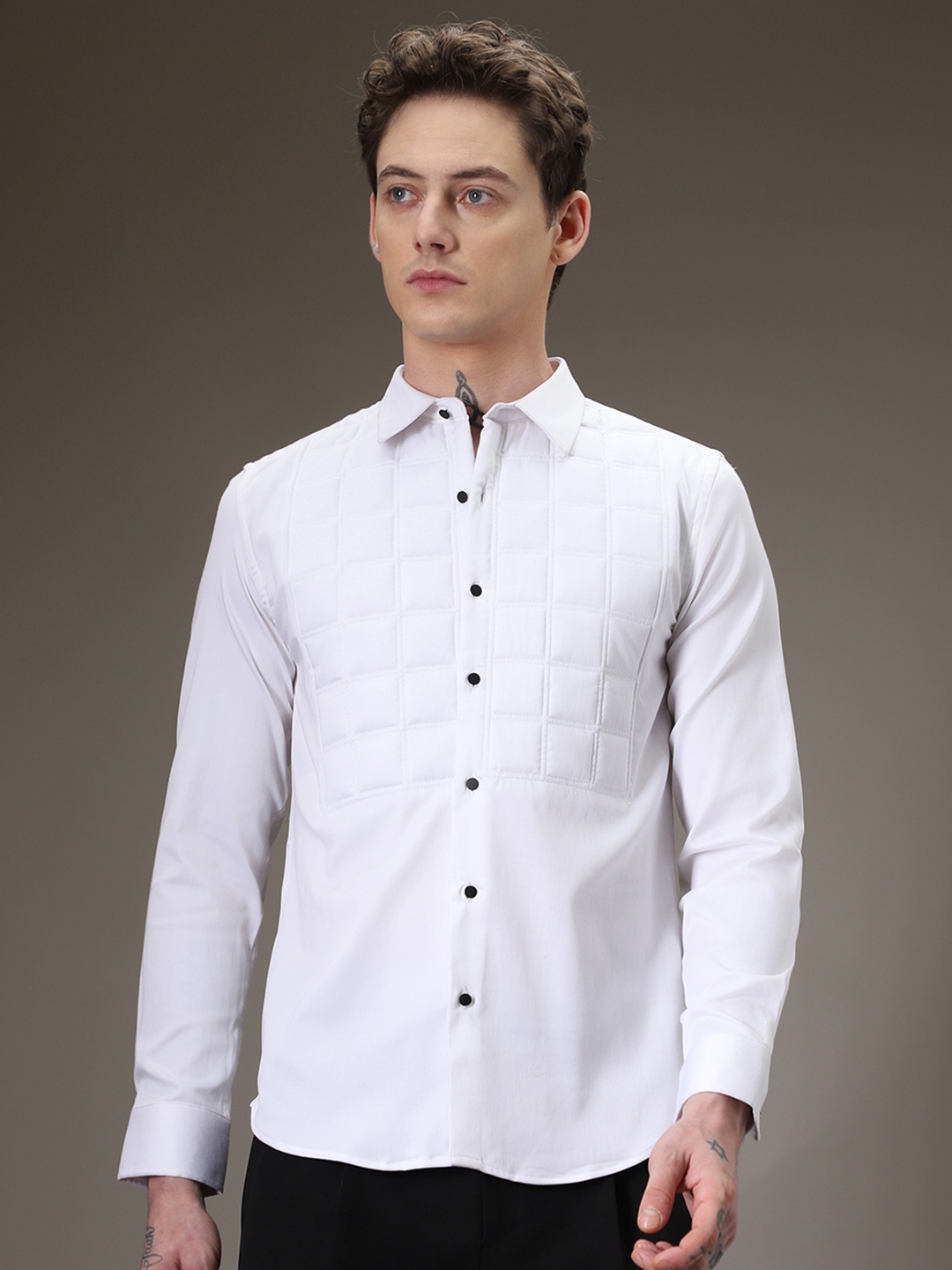 

Banana Club Classic Checked Slim Fit Cotton Casual Shirt, White