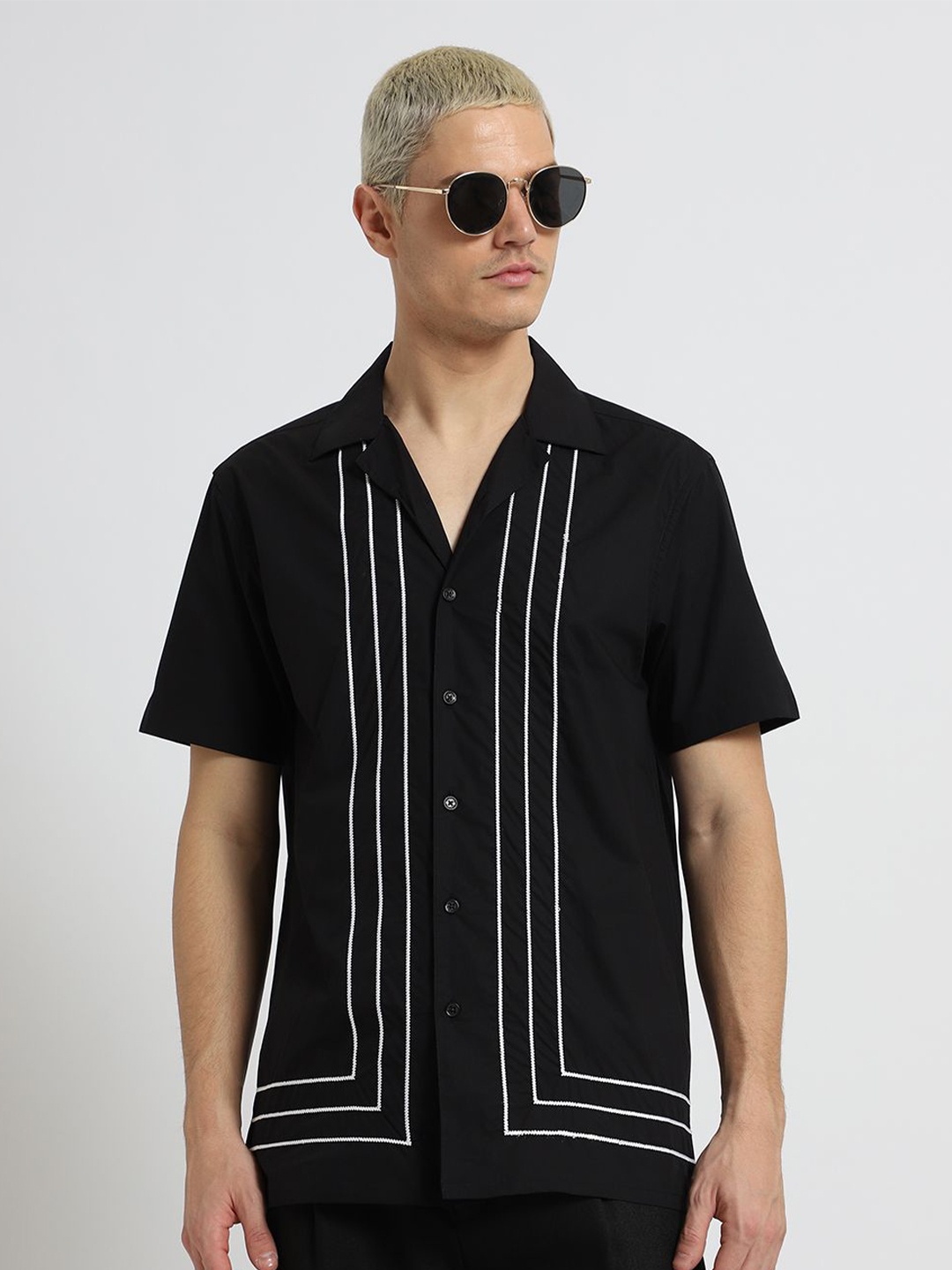 

Banana Club Classic Slim Fit Striped Cotton Casual Shirt, Black