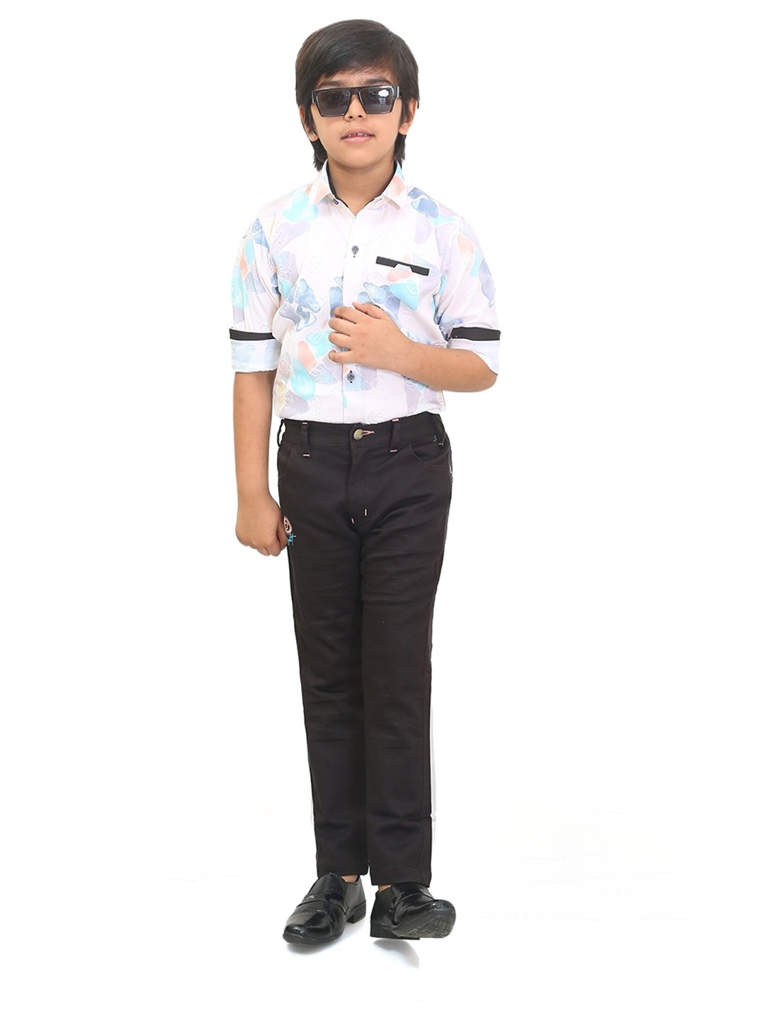 

TS TRENDS Boys Printed Shirt with Trousers, Pink