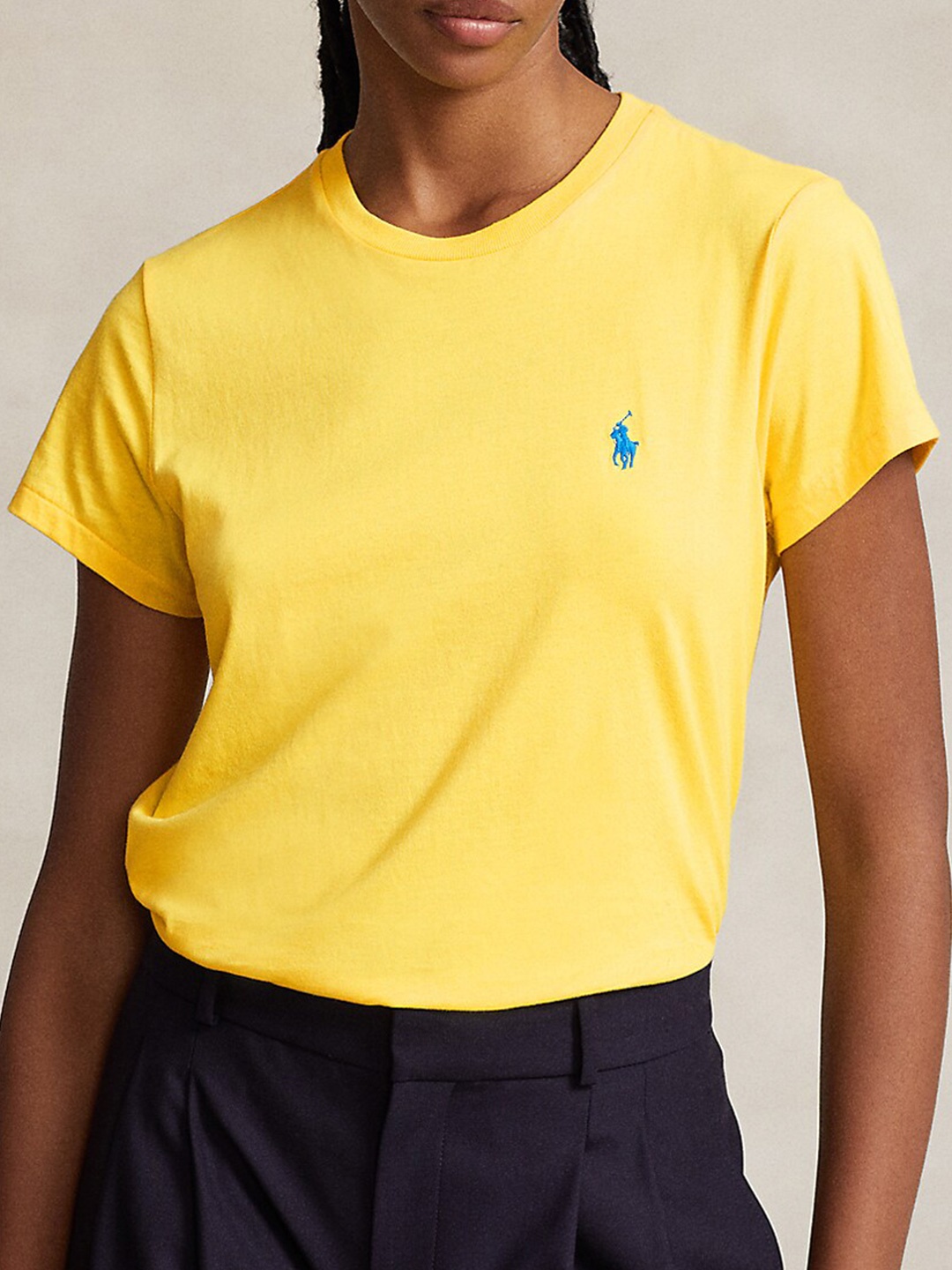 

Polo Ralph Lauren Women Round Neck Solid Cotton T-shirt, Yellow