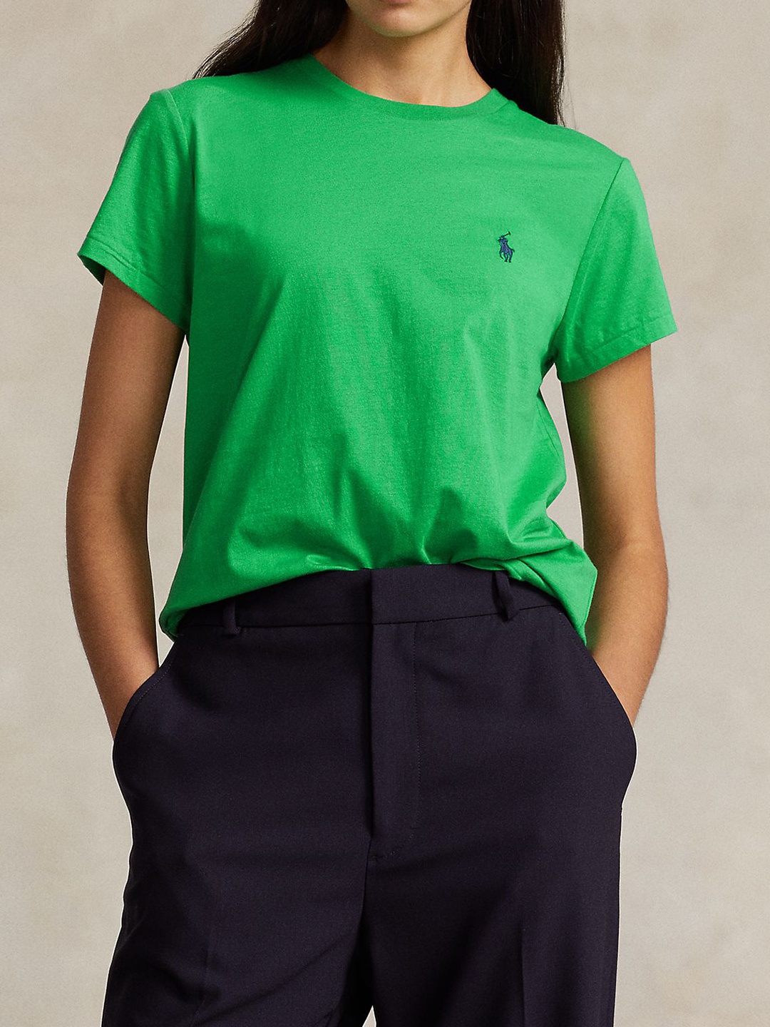 

Polo Ralph Lauren Women Round Neck Solid Cotton T-shirt, Green
