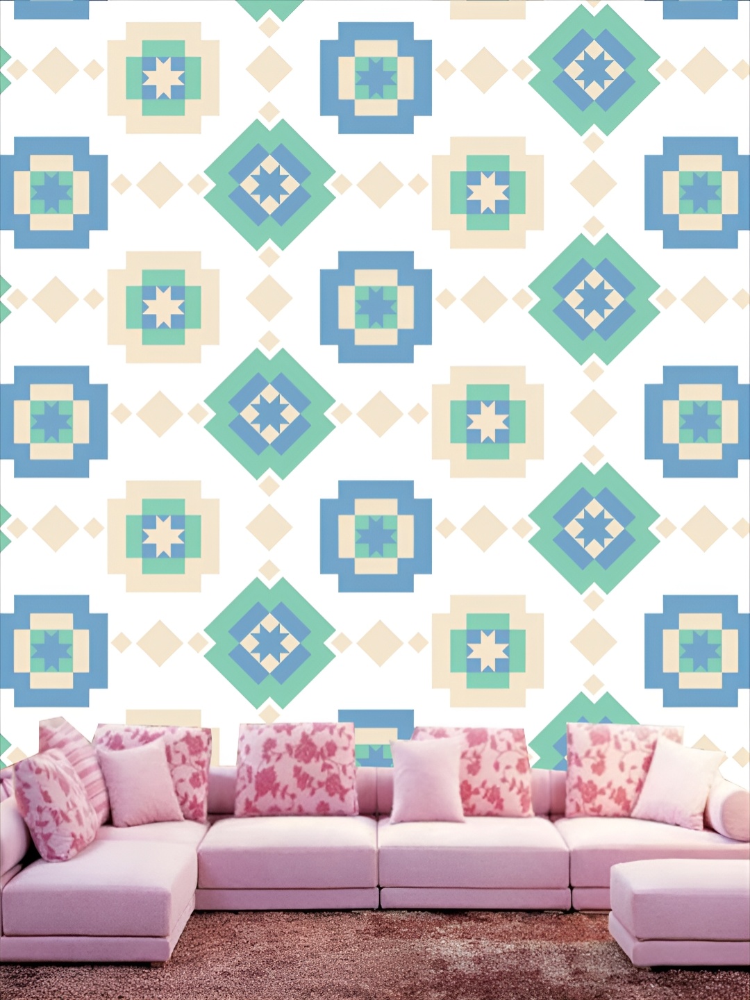 

KSHIRSA White & Blue Printed Self-Adhesive 3D Wall Sticker