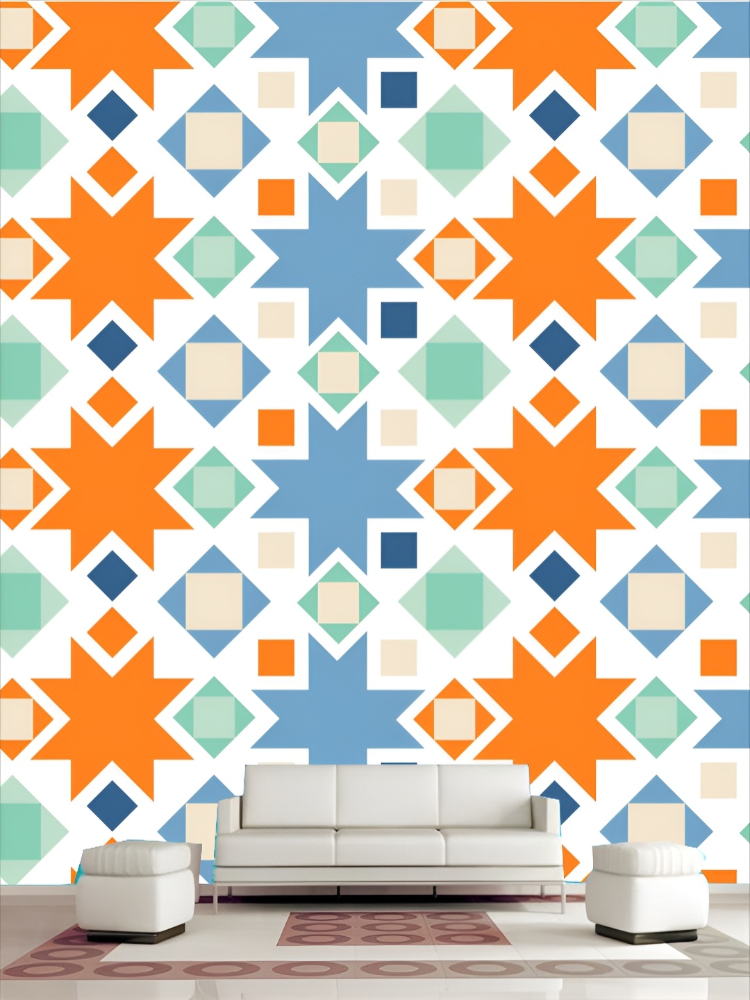 

KSHIRSA White & Orange Printed Self-Adhesive 3D Wallpaper