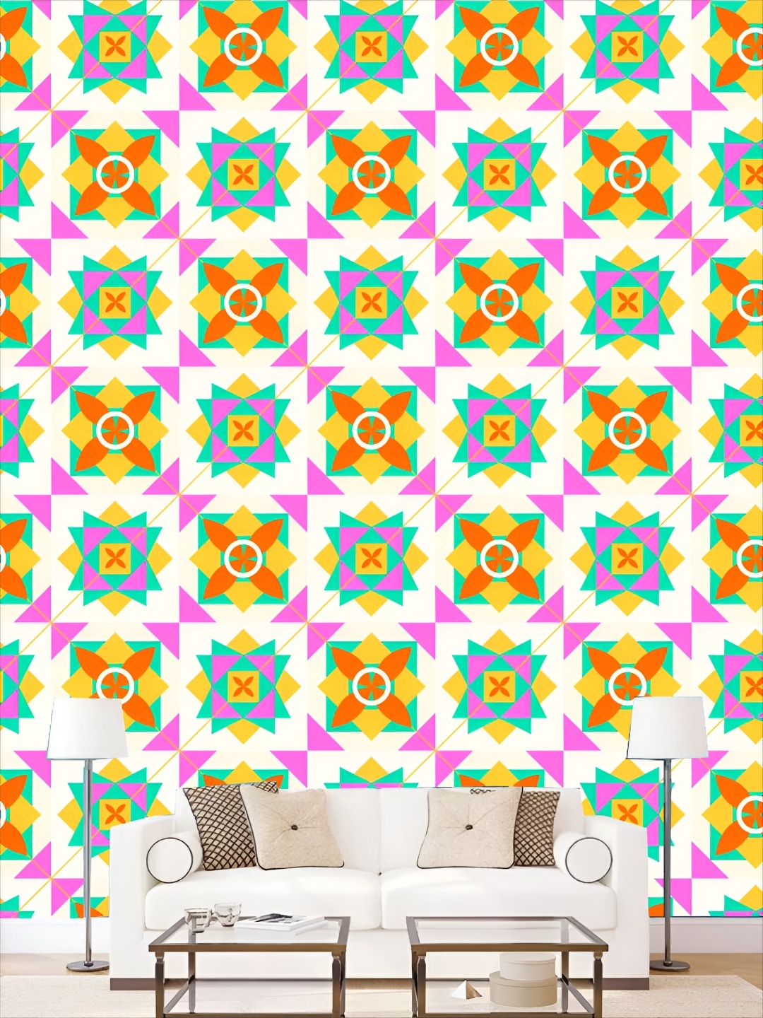 

KSHIRSA Off White & Pink Printed Self-Adhesive 3D Wallpaper