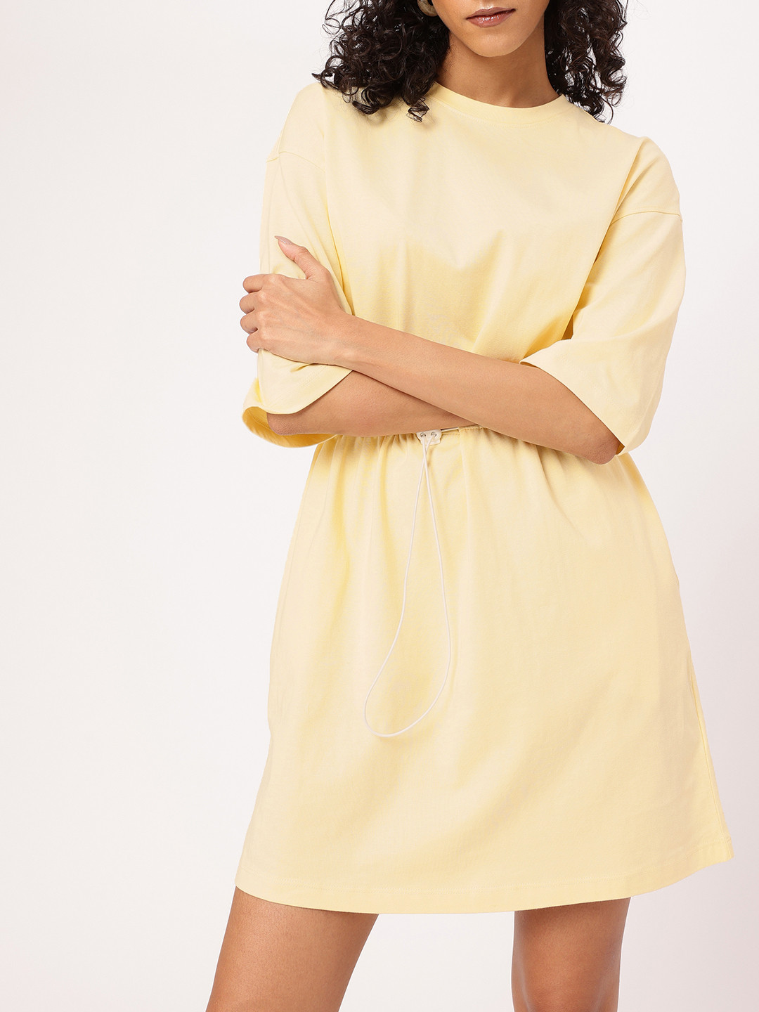 

DressBerry K-Street Style Toggle And Go T-shirt Mini Dress, Cream