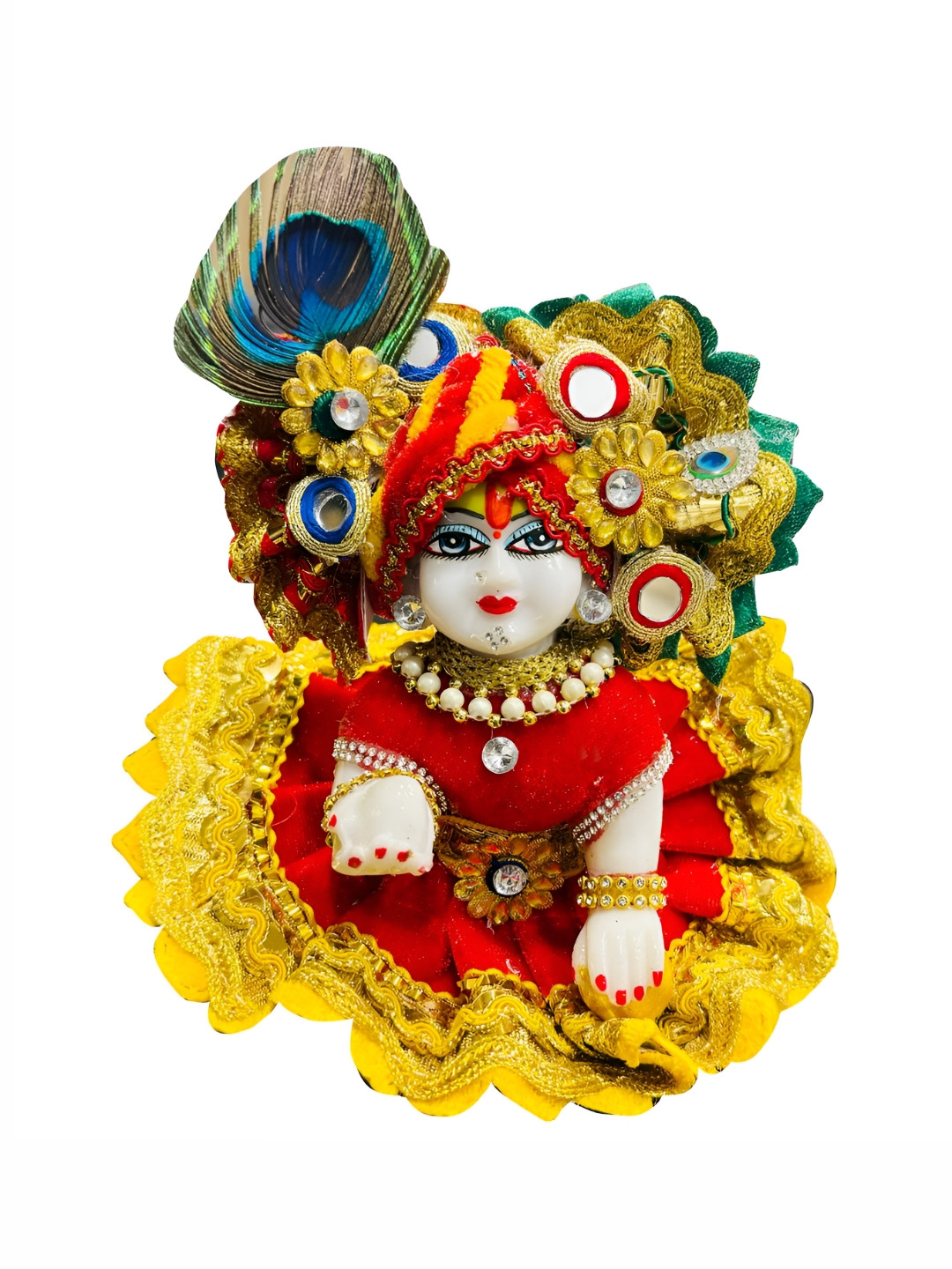 

krishnagallery1 White & Red Lord Laddu Gopal Marble Idol Showpiece