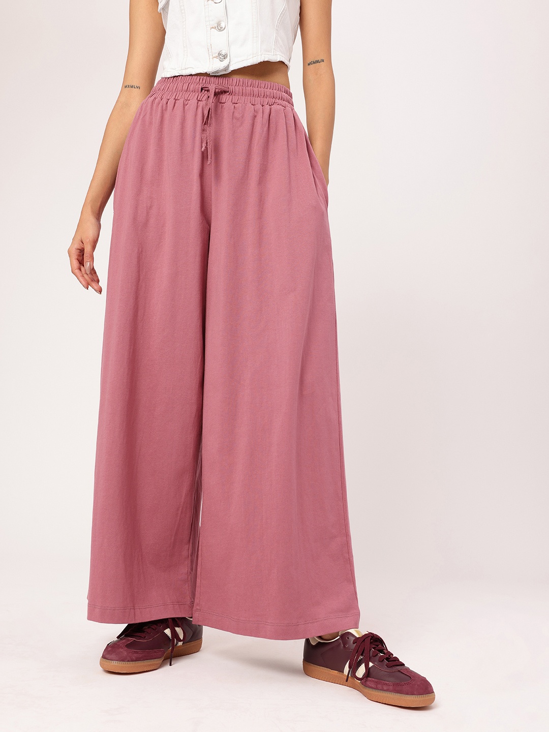 

Women Street Style Swagger Wide Leg Trouser, Mauve