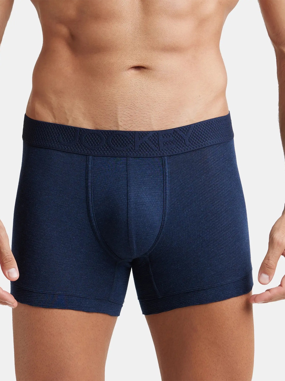 

Jockey Bamboo Cotton Elastane Stretch Breathable Mesh Trunk with StayDry Treatment - LM06, Navy blue