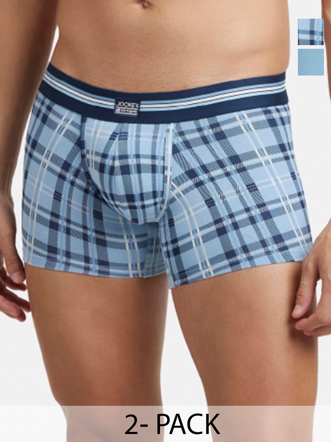 

Jockey Pack Of 2 Super Combed Cotton Printed Trunk with Ultrasoft Waistband-UI21, Blue