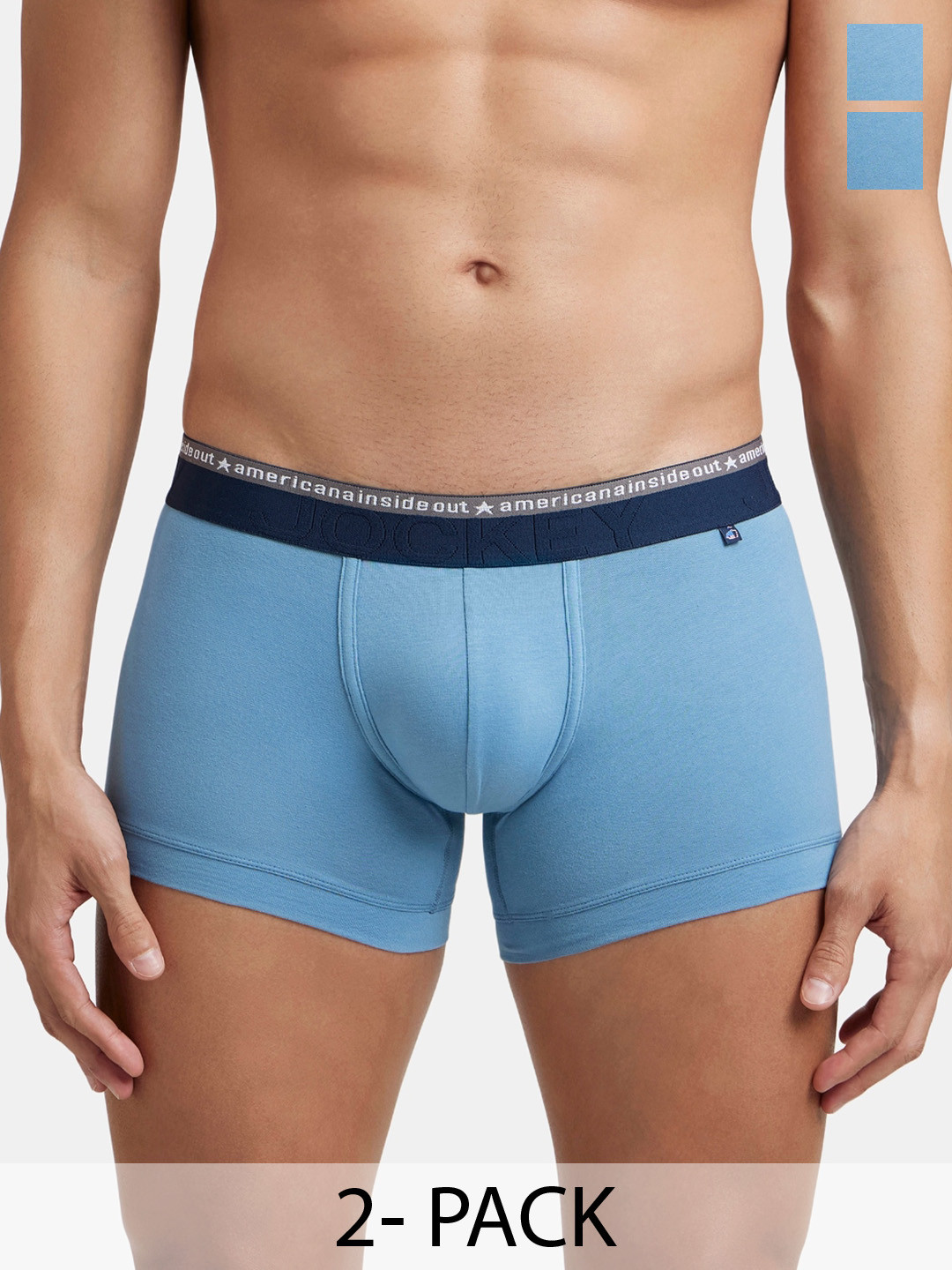 

Pack Of 2 Super Combed Cotton Elastane Stretch Solid Trunk with Ultrasoft Waistband-US60, Blue