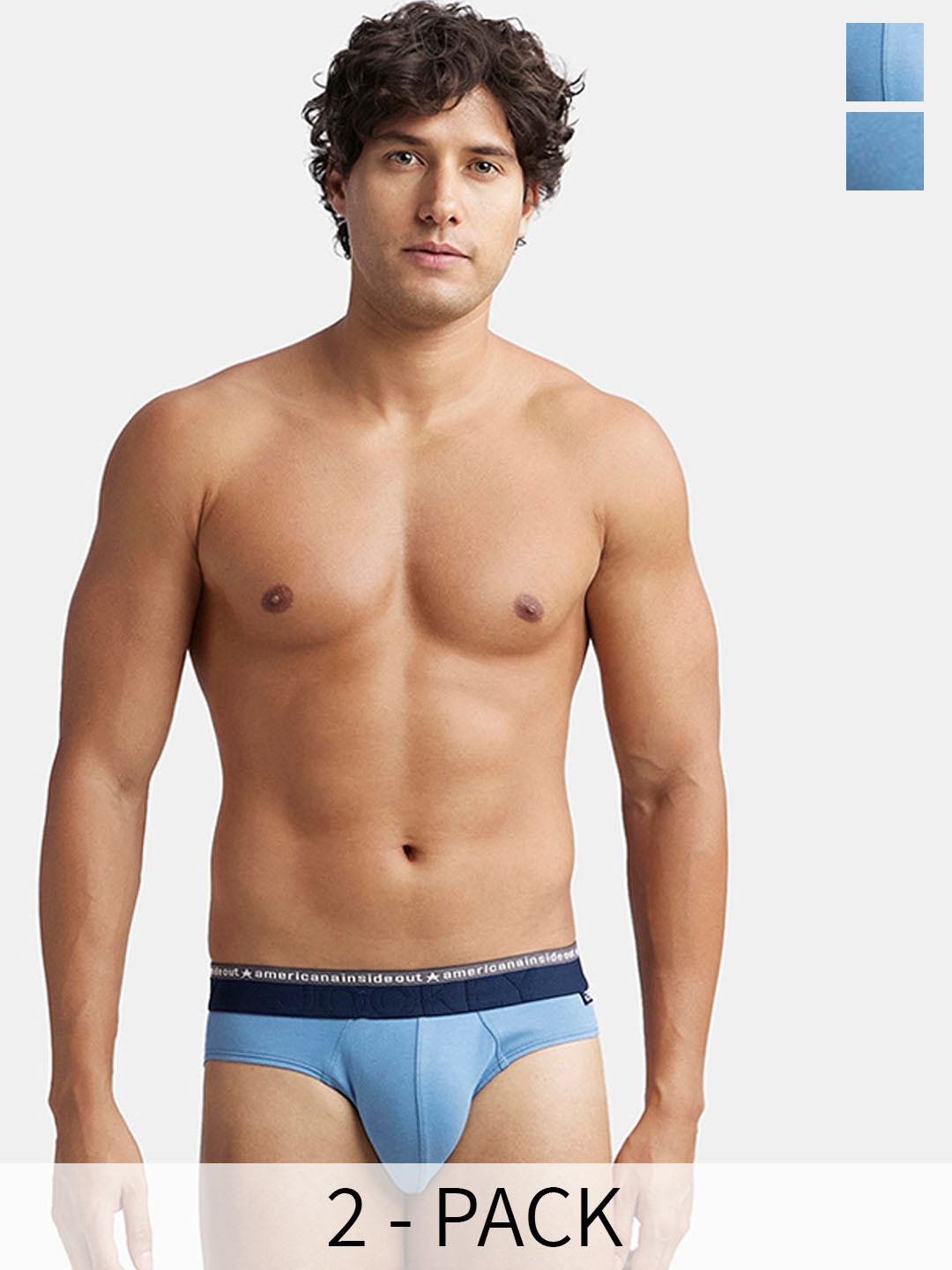 

Pack Of 2 Super Combed Cotton Stretch Solid Brief with Ultrasoft Waistband-US59, Blue