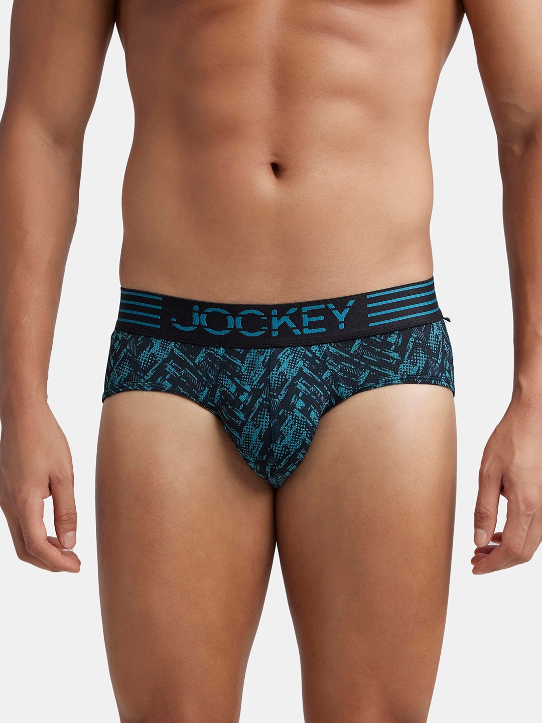 

Jockey Microfiber Printed Fabric Brief with Breathable Mesh & Stay Dry Technology-MM07, Black