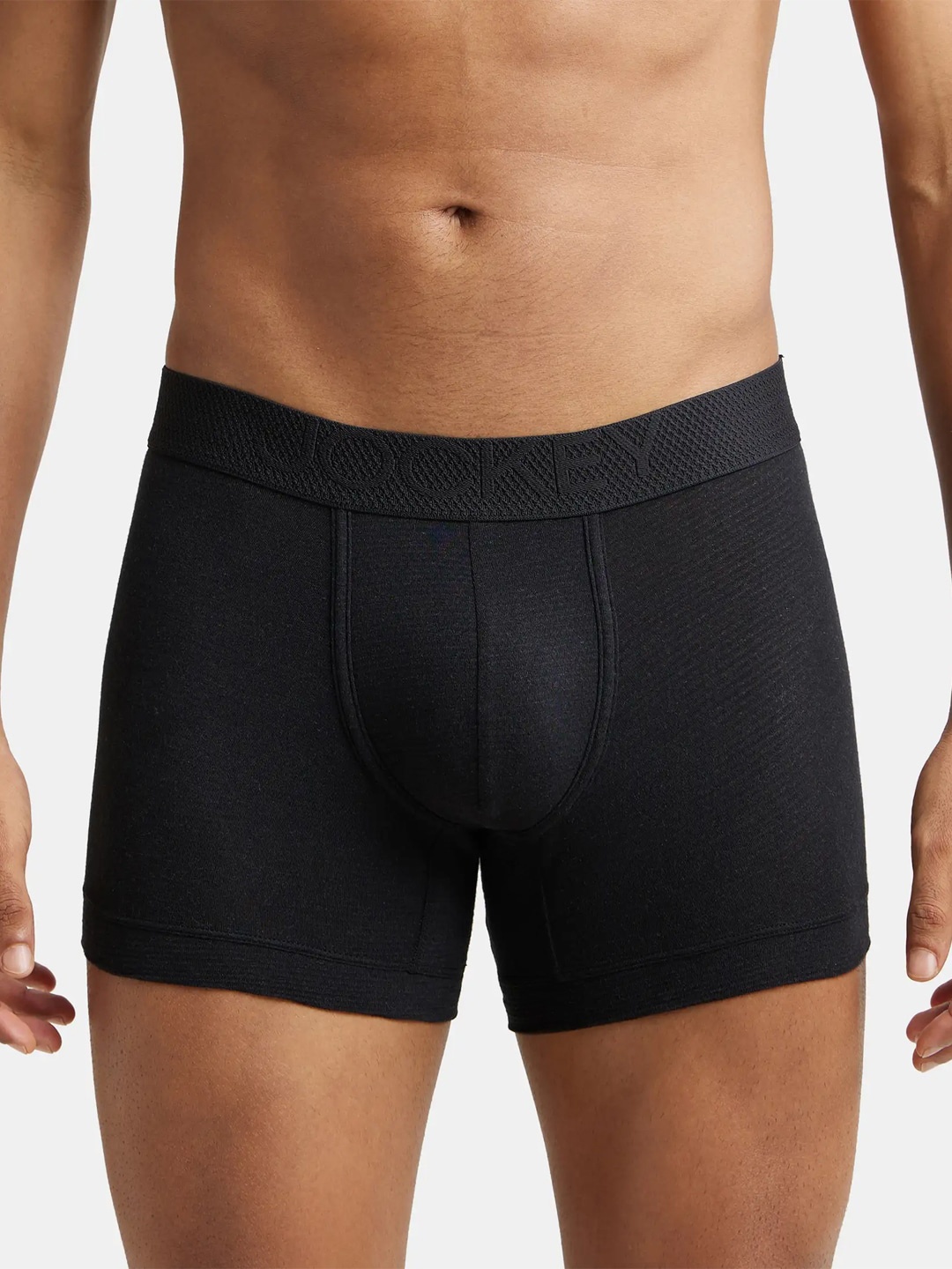 

Jockey Bamboo Cotton Elastane Stretch Breathable Mesh Trunk with StayDry Treatment - LM06, Black