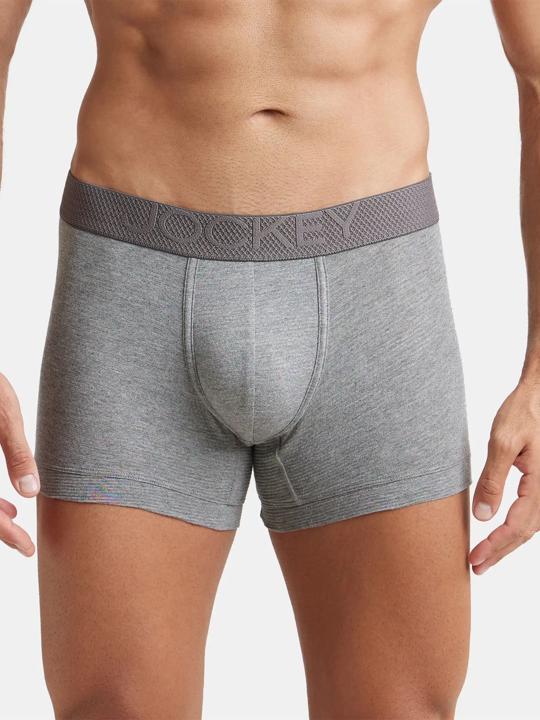 

Jockey Bamboo Cotton Elastane Stretch Breathable Mesh Trunk with StayDry Treatment - LM06, Grey