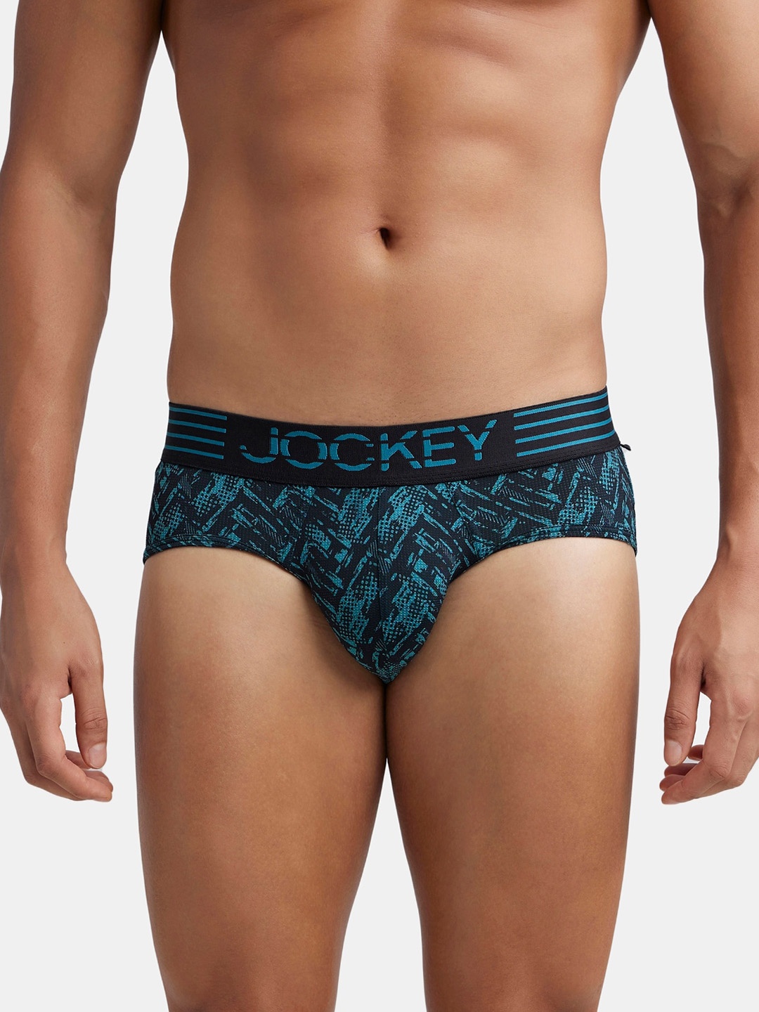 

Jockey Microfiber Printed Fabric Brief with Breathable Mesh & Stay Dry Technology-MM07, Blue