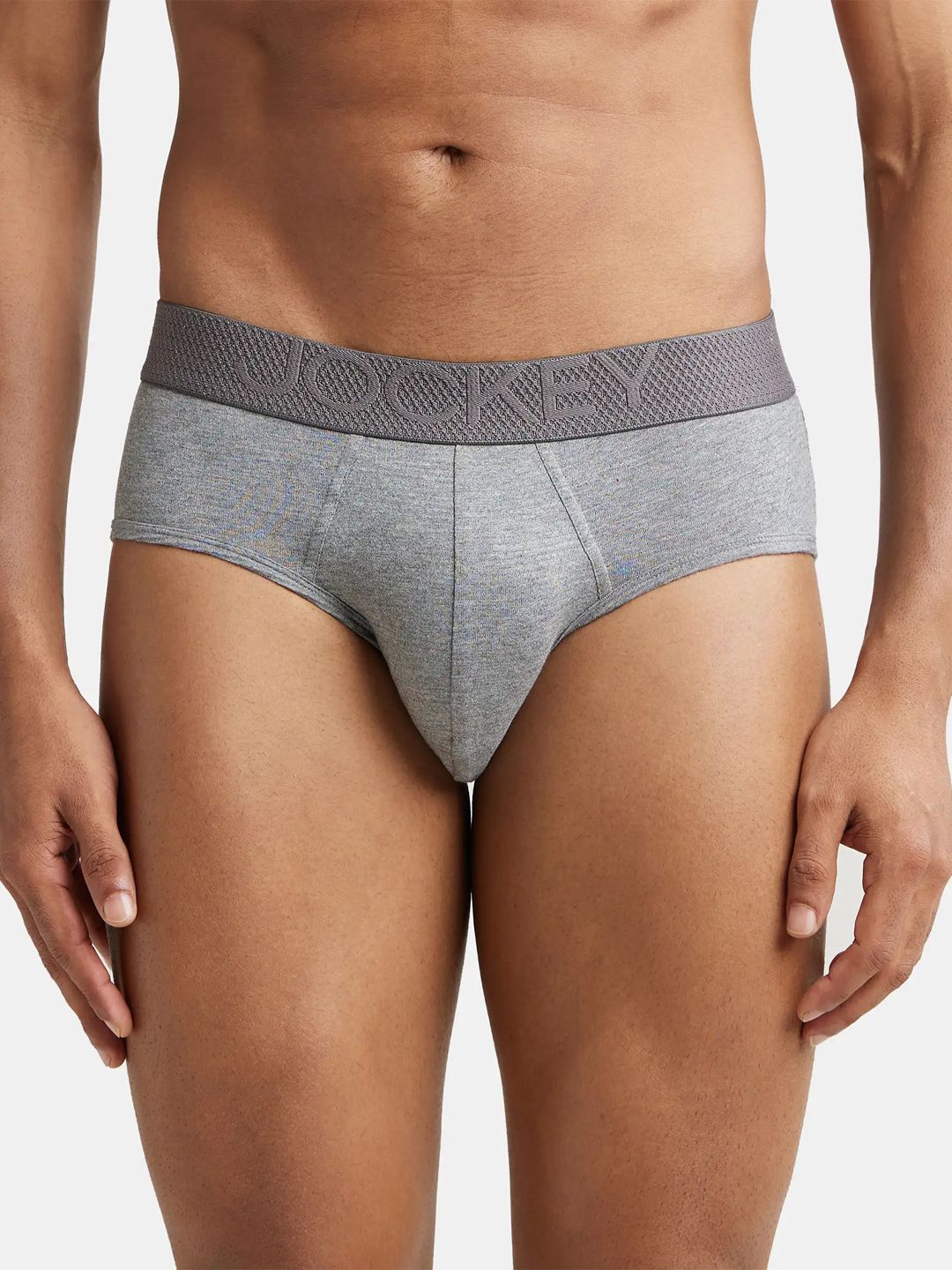 

Jockey Bamboo Cotton Elastane Stretch Breathable Mesh Brief with StayDry Treatment - LM05, Grey melange