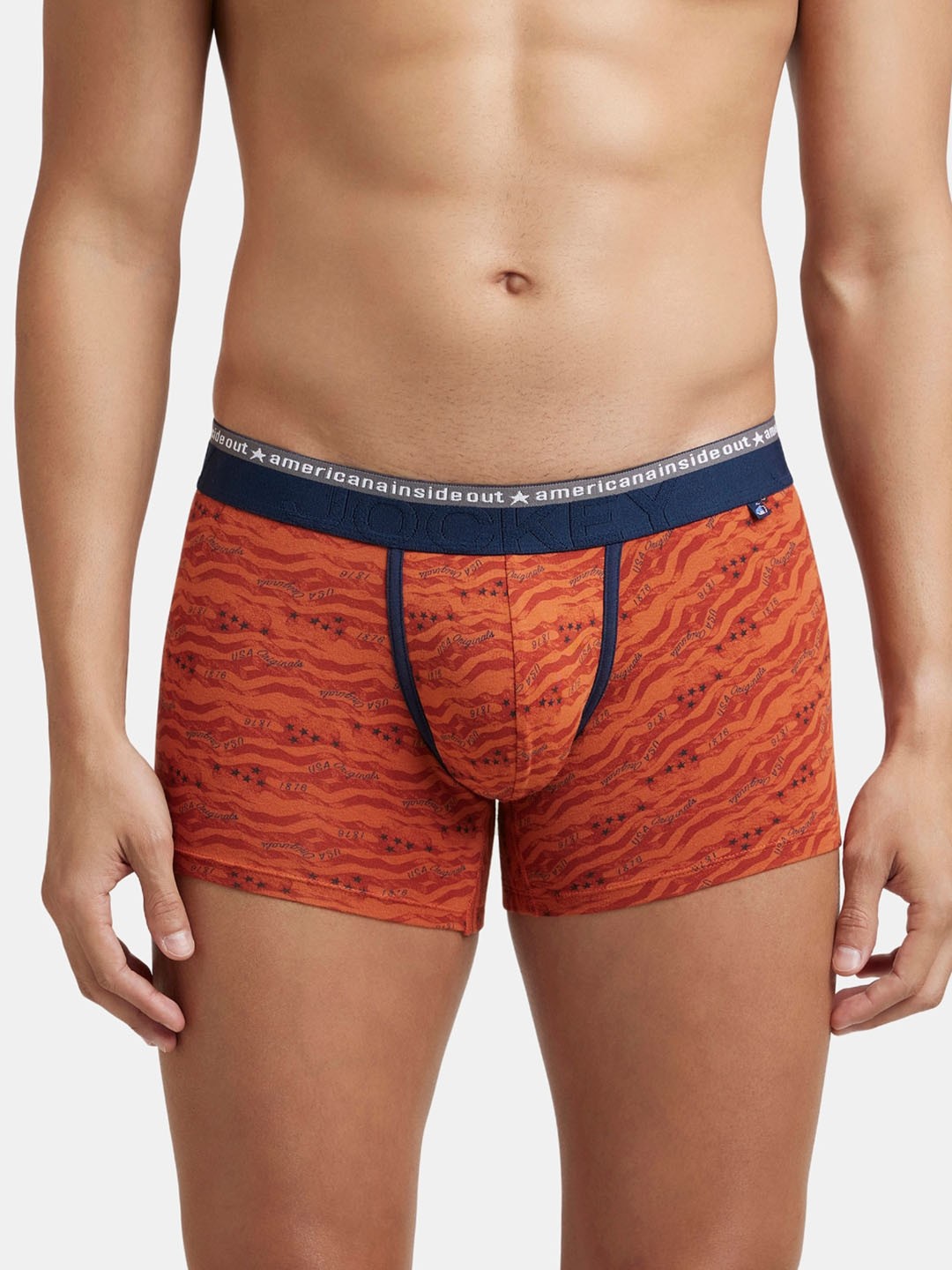 

Jockey Super Combed Cotton Stretch Printed Trunk with Ultrasoft Waistband-US63, Orange