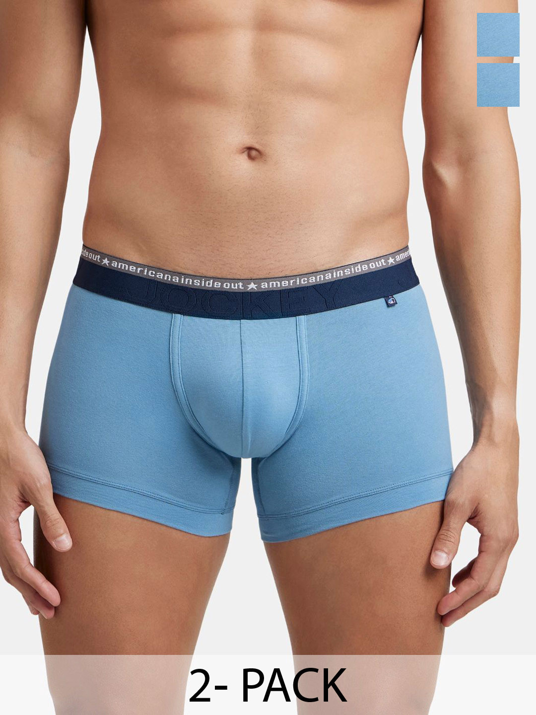 

Pack Of 2 Super Combed Cotton Stretch Solid Trunk with Ultrasoft Waistband-US60, Blue